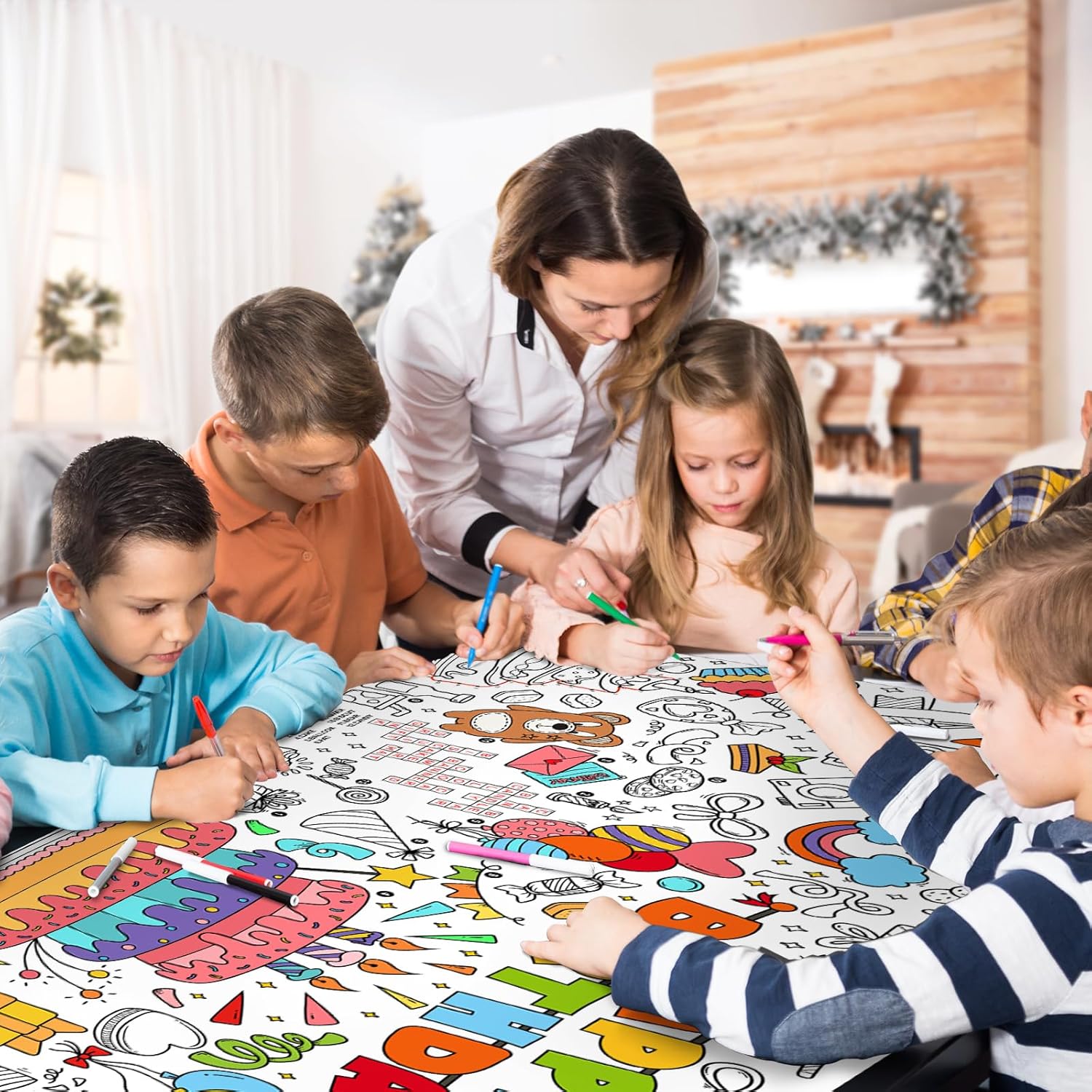 Thumbnail 4 de Gatherfun Giant Coloring Poster for Classroom Wall (31.5 x 72 in) — Birthday Activity Poster/Table Cover
