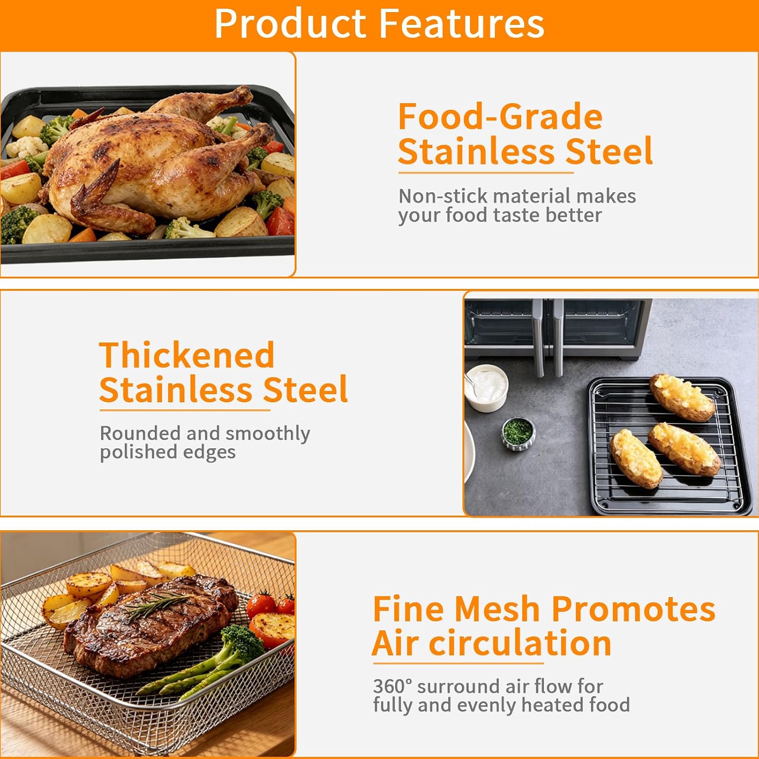 Detalle 2 de GCQFZ air fryer oven tray, 12.2 × 12.2 inches