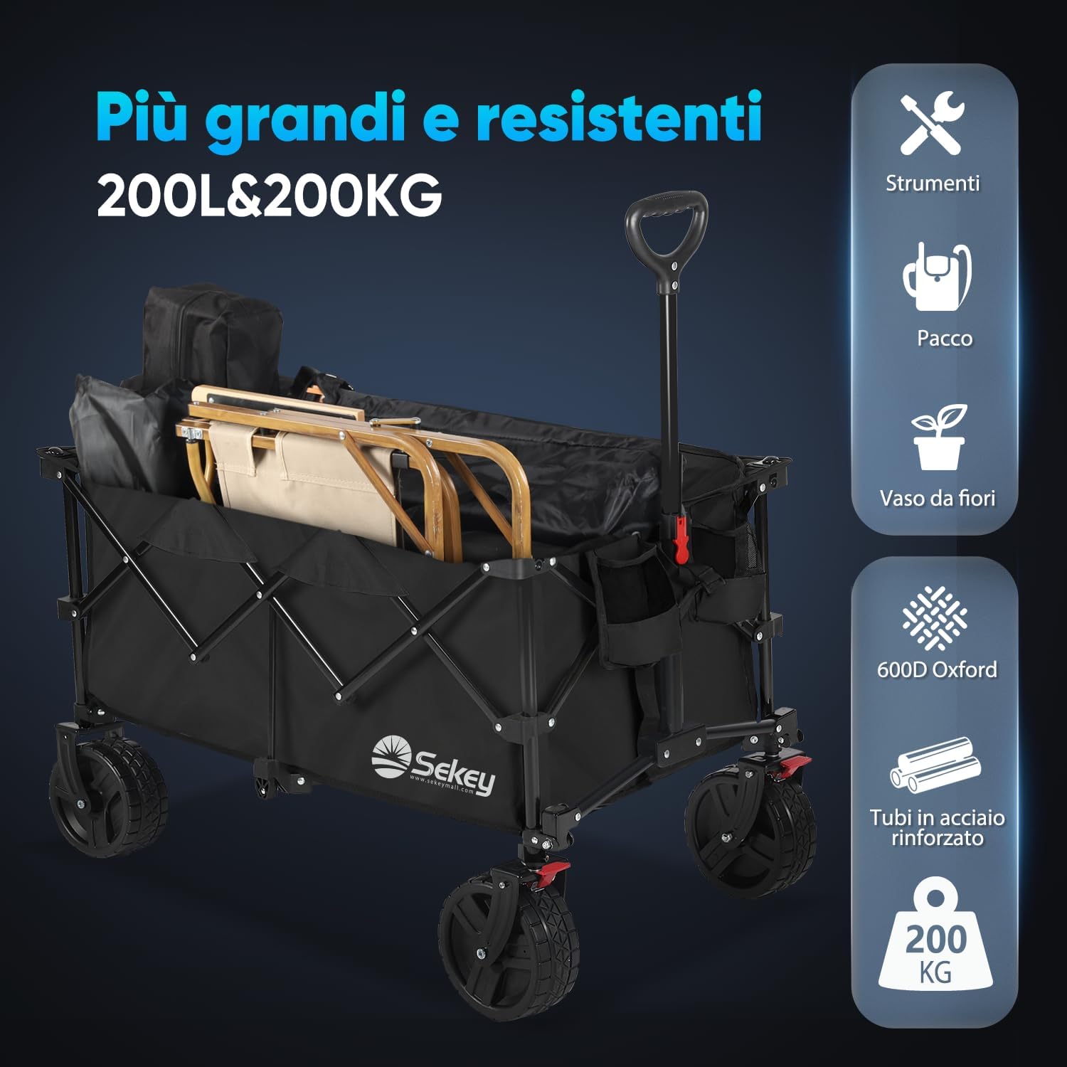 Detalle 2 de Sekey XXL Plus carrello spiaggia 200L