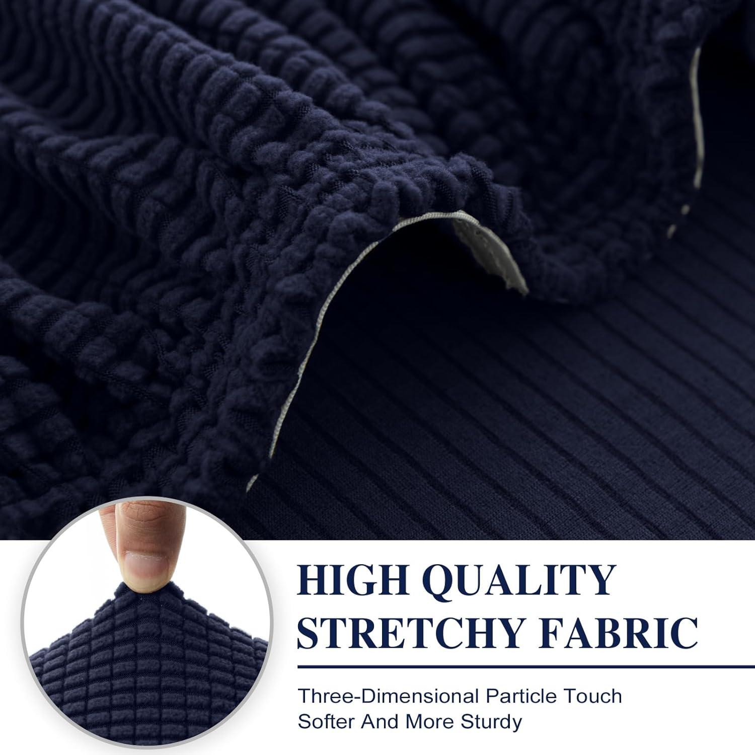 Detalle 2 de LA MEACK L-Shaped Sectional Cushion Covers, Stretch Fit, Navy