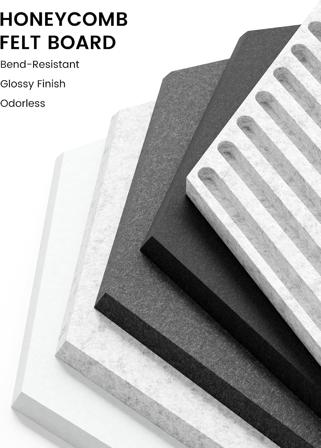 Detalle de Fluxynara FZBHEXM-H-10-PL-BW Hexagon Felt Bulletin Board Tiles, 10-Pack