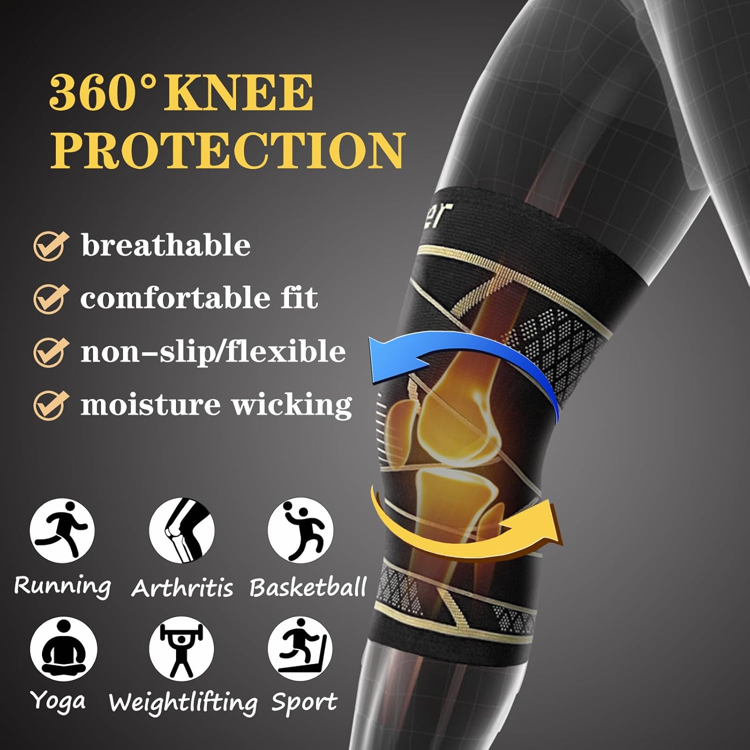 Detalle 2 de Copper Knee Braces with Strap L, Compression Sleeve for Pain 🩹