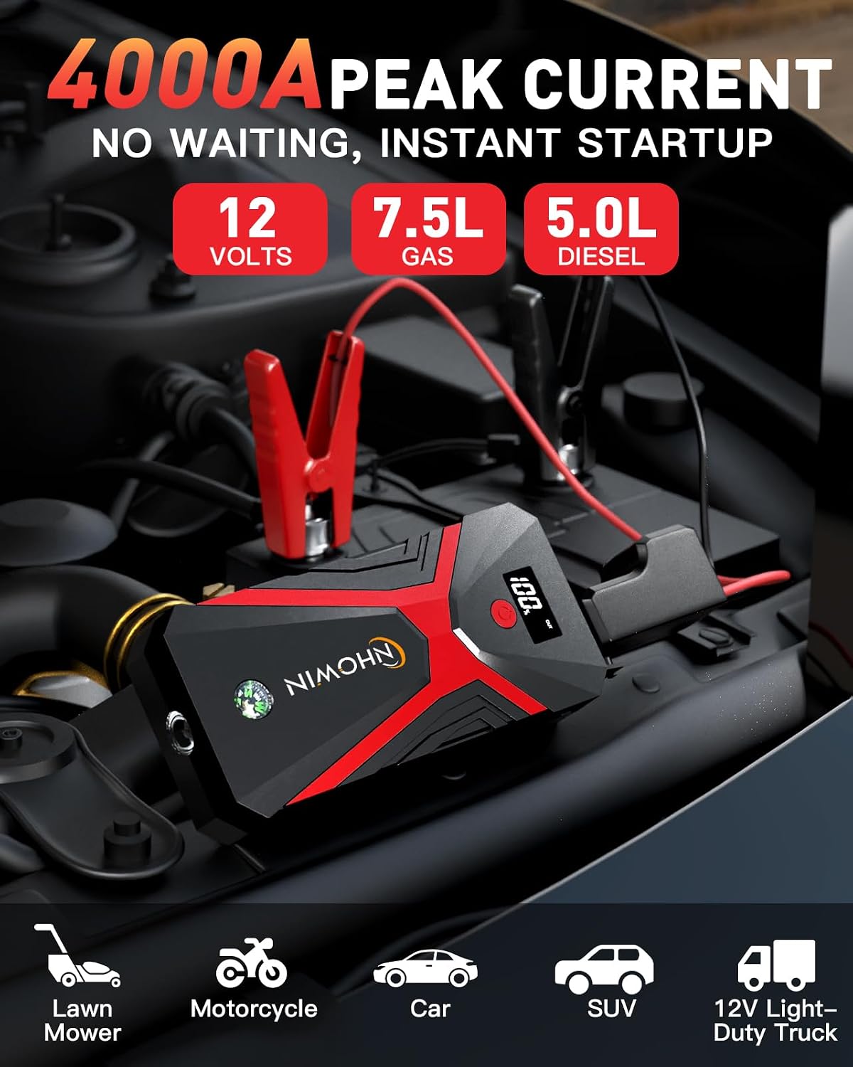 Thumbnail 1 de NHOWIN 4000A Jump Starter Power Pack 12V