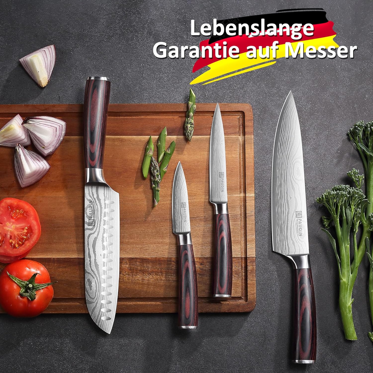 Thumbnail 4 de PAUDIN Messerset 7-teilig mit Profi-Küchenmessern aus Edelstahl – inkl. Holzgriff und Geschenkbox