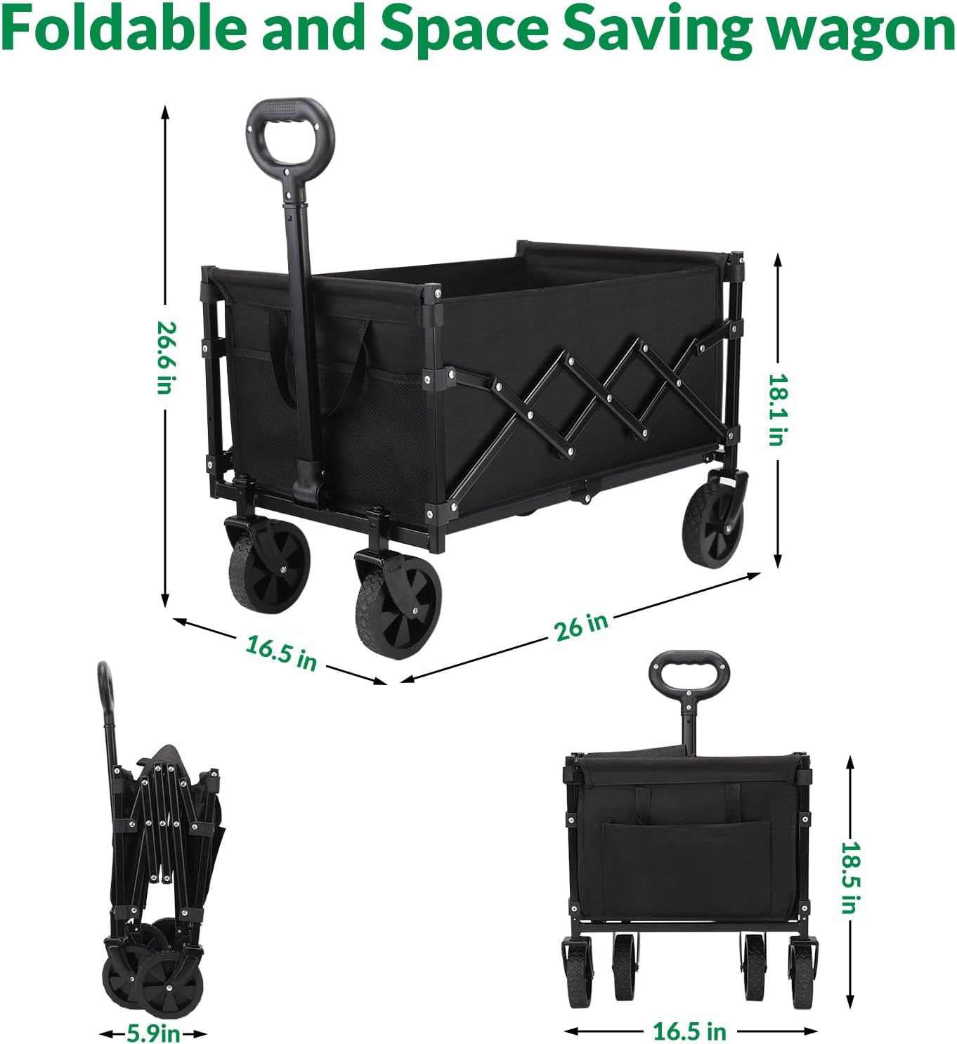 Thumbnail 1 de Festival Trolley on Wheels Folding Wagon Cart (70L capacity, heavy-duty foldable cart)