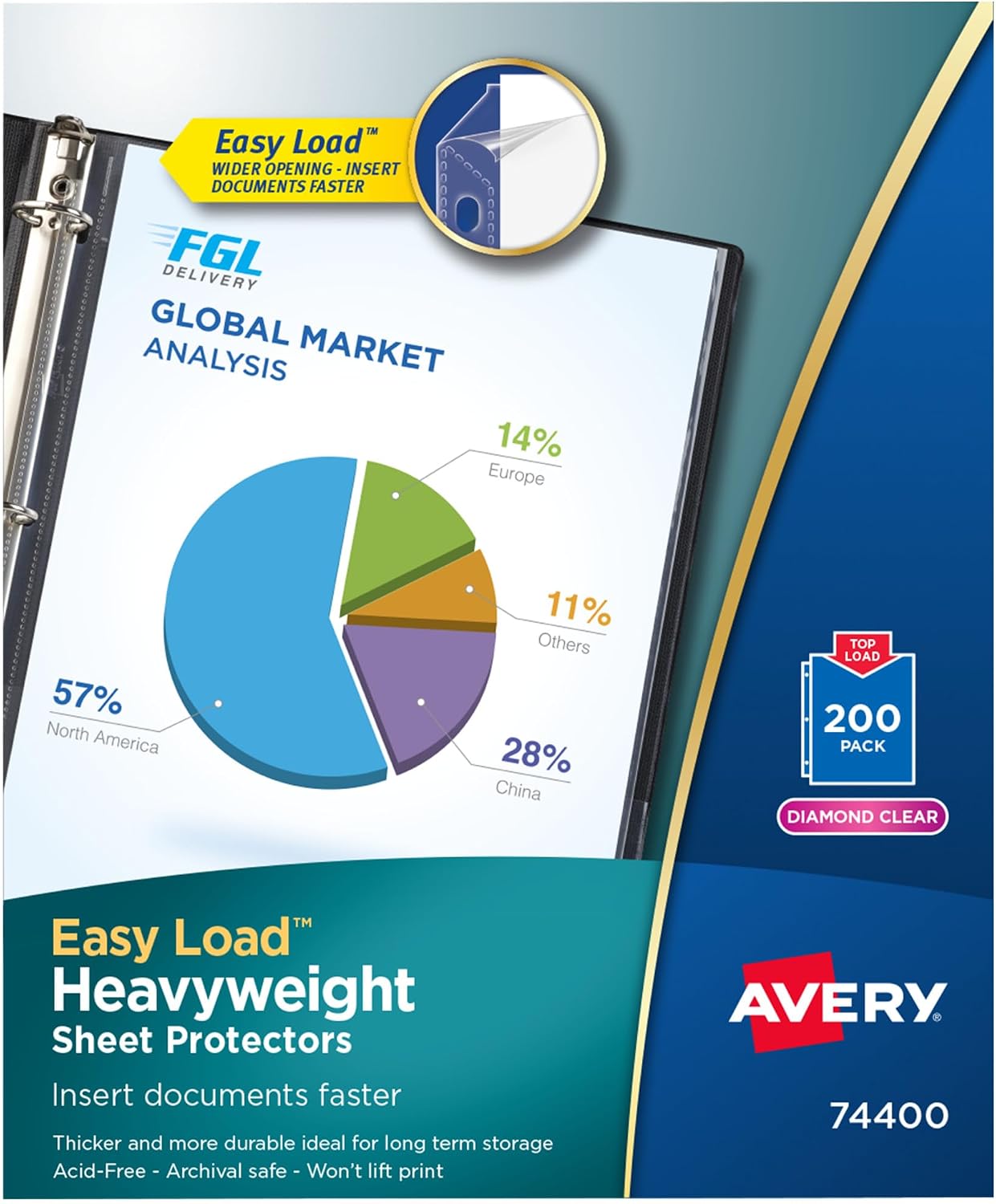 Detalle de Avery 74400 Diamond Clear Heavyweight Sheet Protectors, 200-Pack