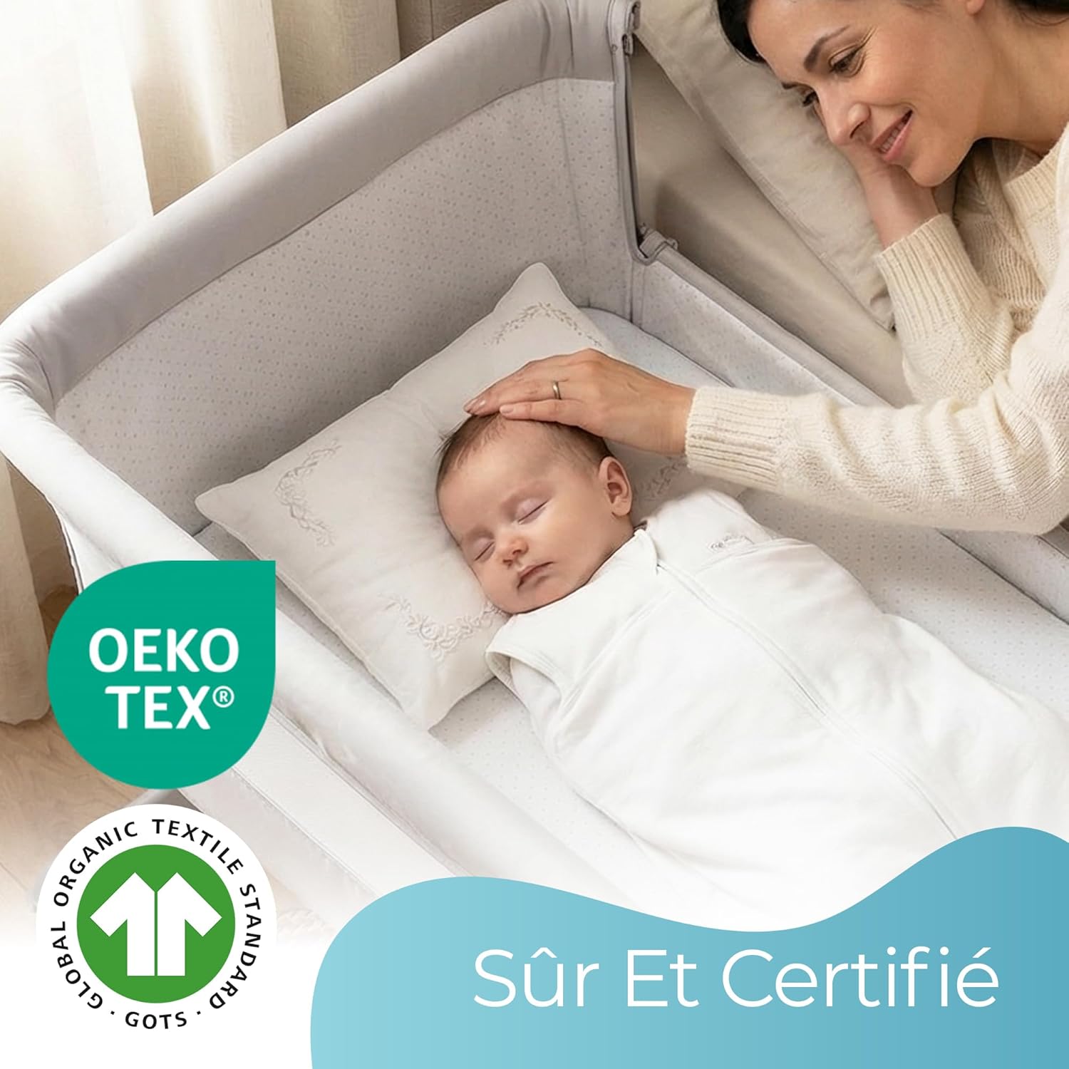 Thumbnail 1 de Drap-housse cododo 50x83 cm – Comfier Sleep, lot de 2 en coton biologique – 51x85 cm