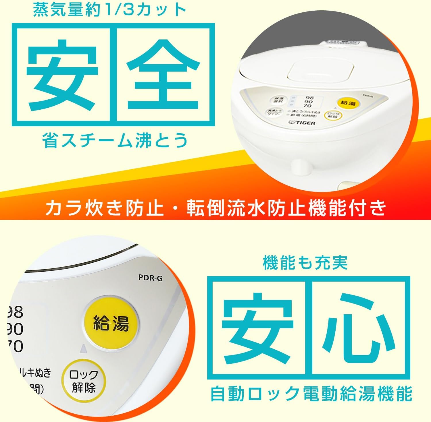 Detalle de タイガー魔法瓶 PDR-G300-WU マイコン電気ポット 3L・3段階保温・節電タイマー