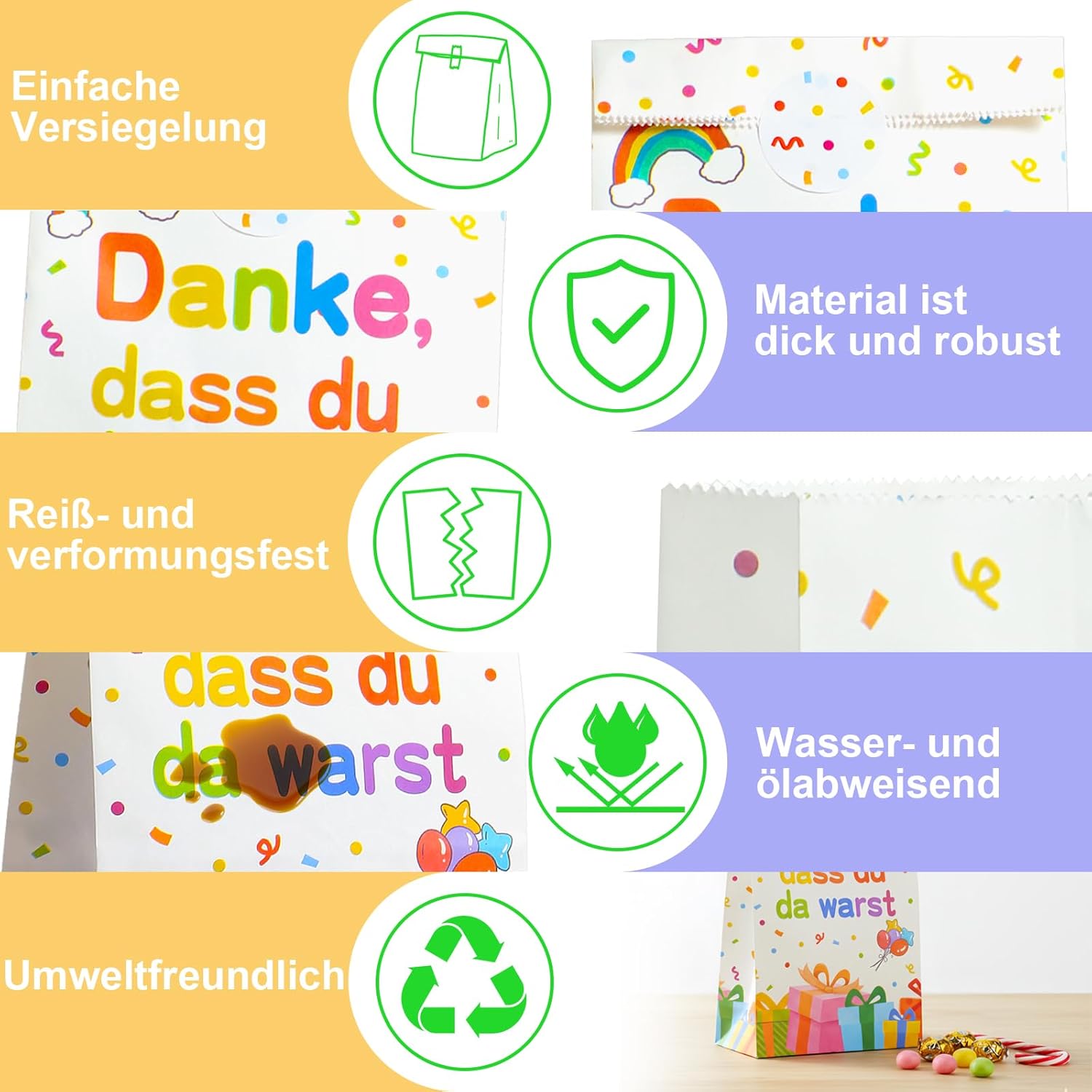Thumbnail 2 de TianYueXi 16 Kinder-Geschenktüten zum Kindergeburtstag inkl. 24 Aufklebern (Regenbogen-Design)