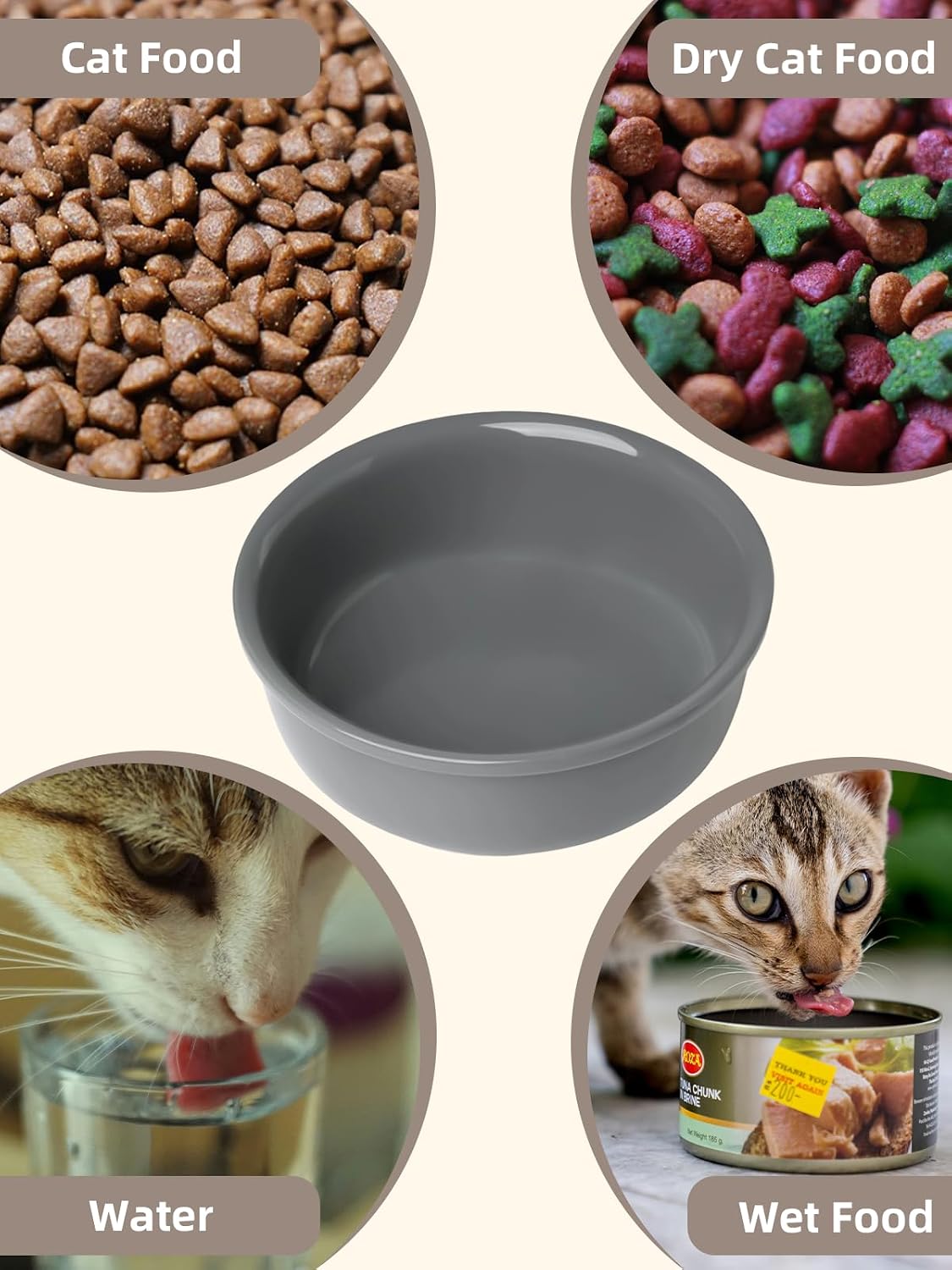Detalle de GDCZ Elevated Ceramic Cat Bowls, 15 oz