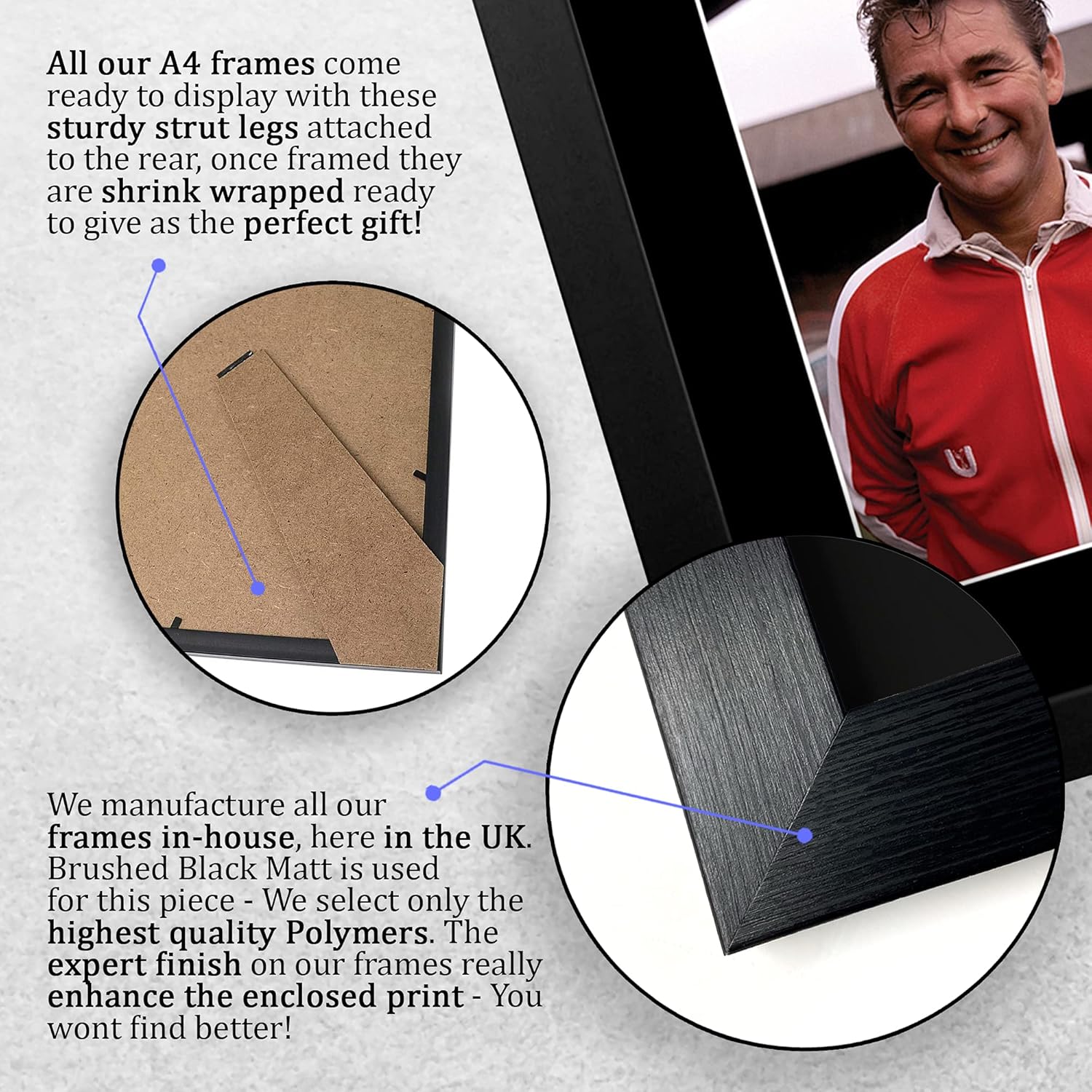 Thumbnail 6 de HWC Trading Brian Clough gift signed, framed A4 printed autograph photo display for Nottingham Forest fans