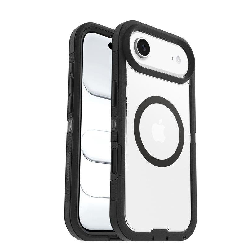 Detalle de Funda OtterBox Defender Pro XT para iPhone 17 Air: máxima durabilidad en un diseño negro transparente