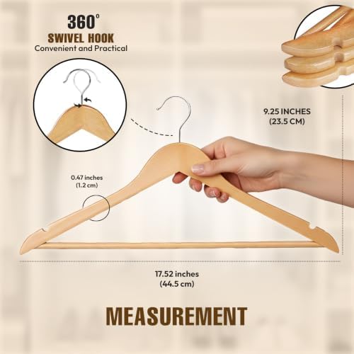 Detalle de Utopia Home Wooden Hangers, 30-Pack, Natural Wood with 360° Rotating Hooks