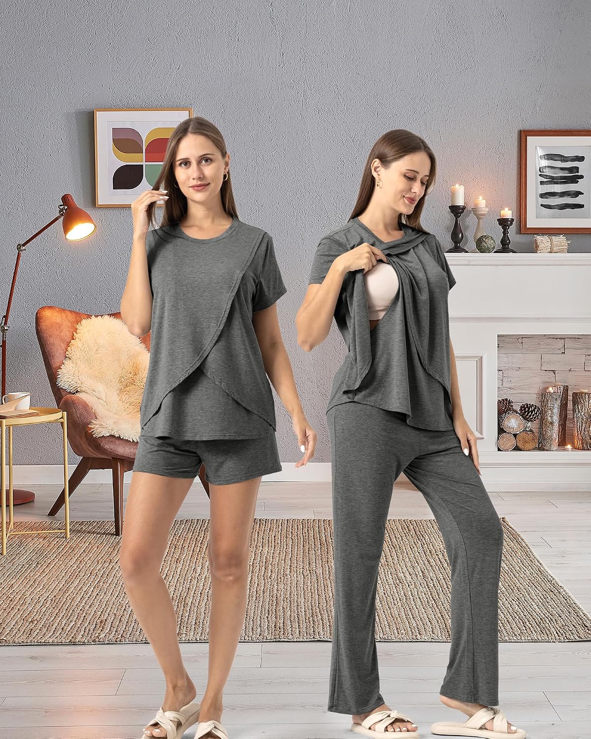 Detalle 2 de SunnyBuy Stillpyjama-Set 3-teilig Nach Geburt