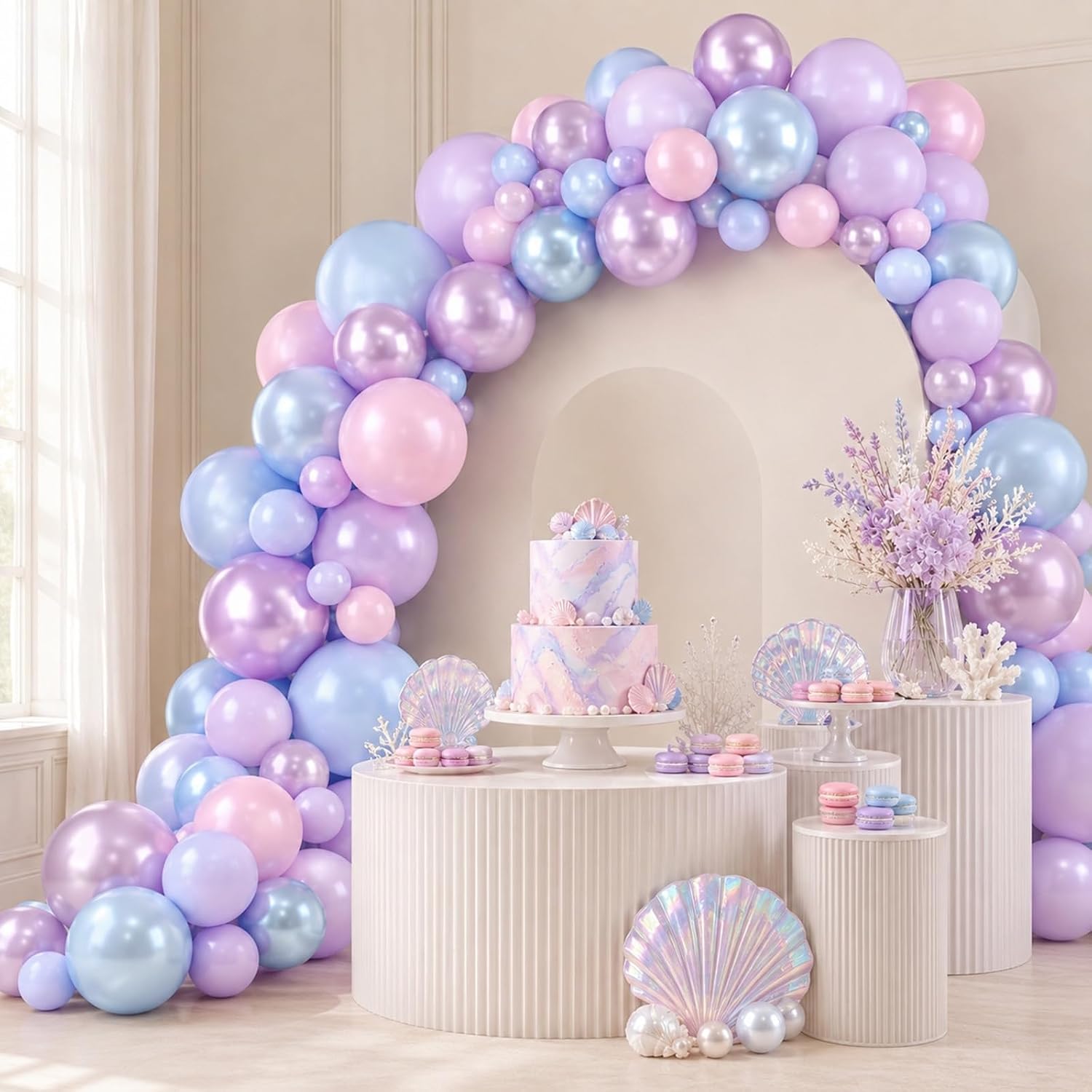 Detalle 1 de Sowide 50-Piece 12-Inch Mermaid Balloons in Pastel, Pearl, and Metallic Colors