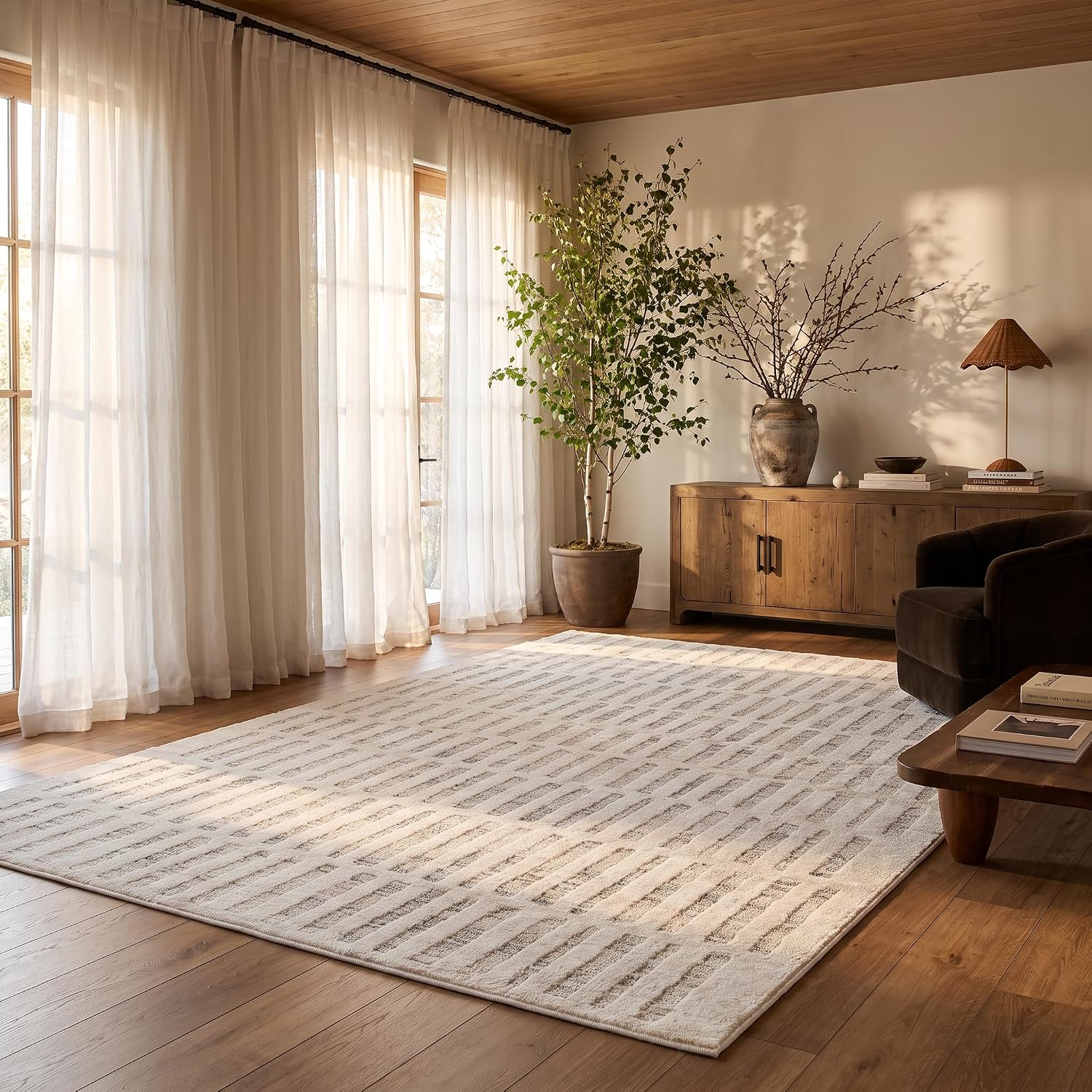 Detalle 1 de Rug Branch Astra Aino Striped Area Rug, 8' x 11', Beige & Cream