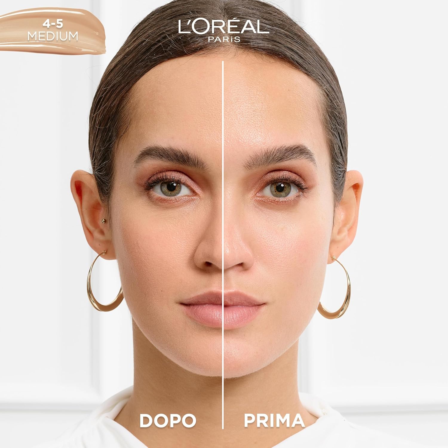 Detalle 2 de L’Oréal Paris Siero Colorato Accord Parfait 4-5 Medium, 30 ml — Siero+Fondotinta per pelle rimpolpata e idratata