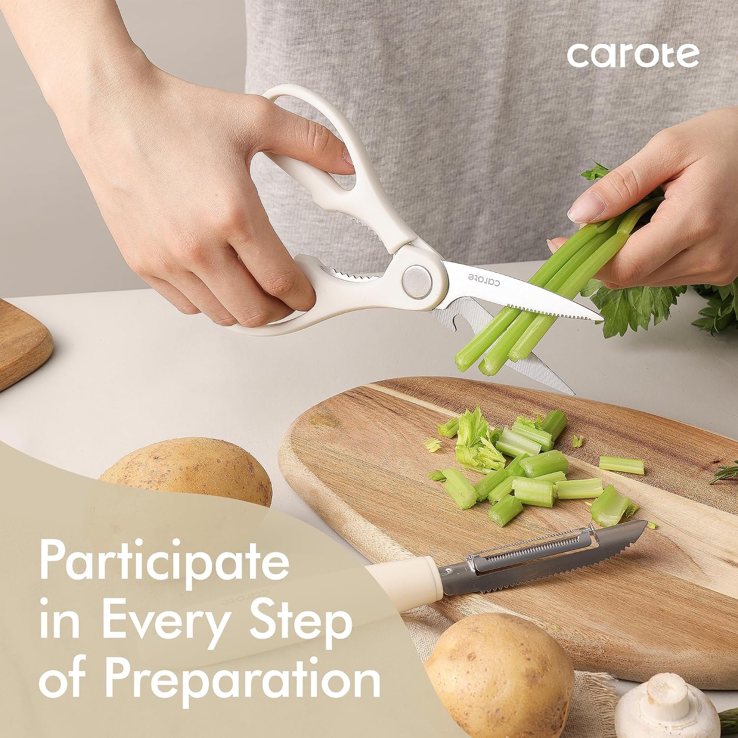 Detalle 2 de CAROTE 22-Piece Silicone Cooking Utensils Set (Up to 446°F) with Wood-Style Handles