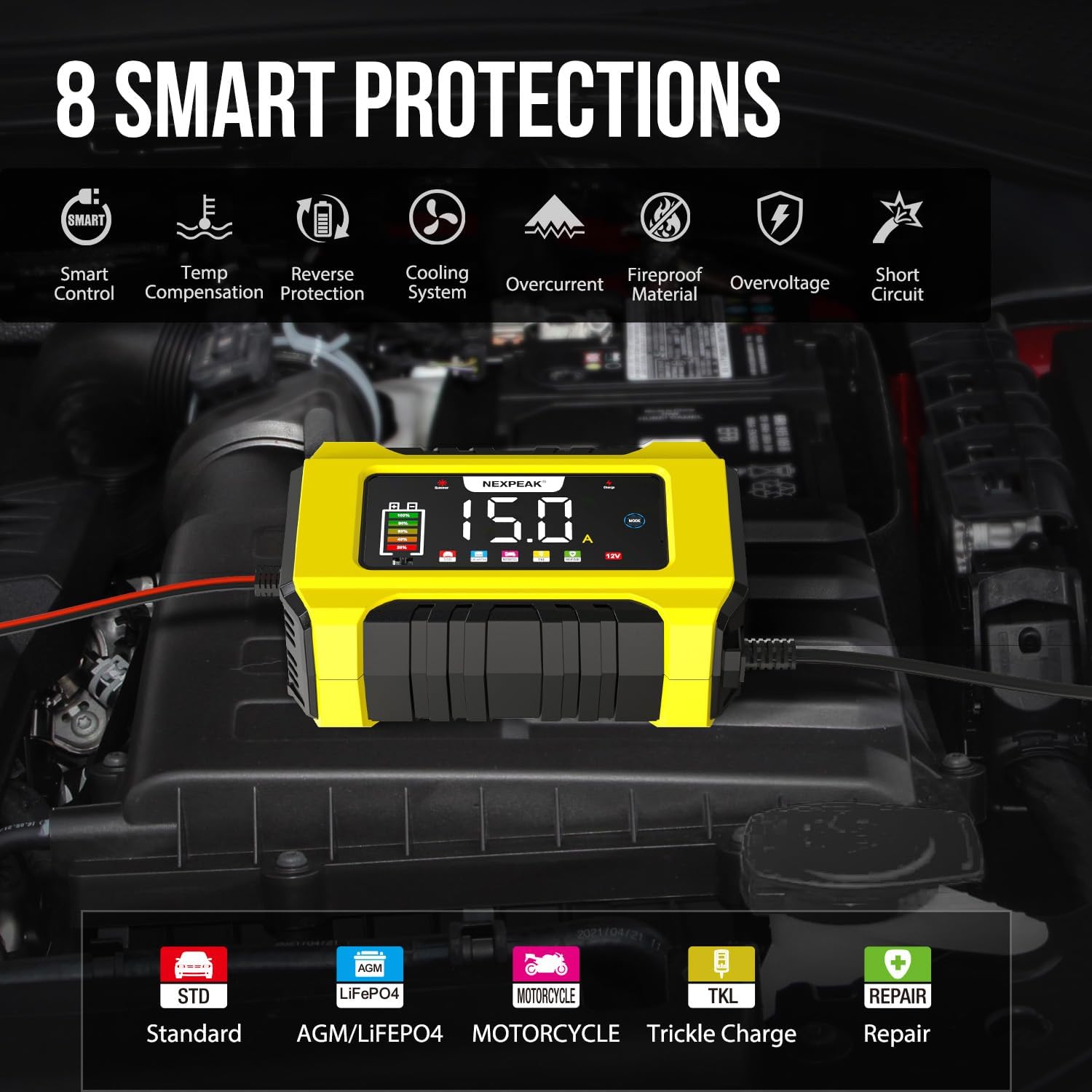 Thumbnail 4 de NEXPEAK 15A Smart 12V/24V Battery Charger