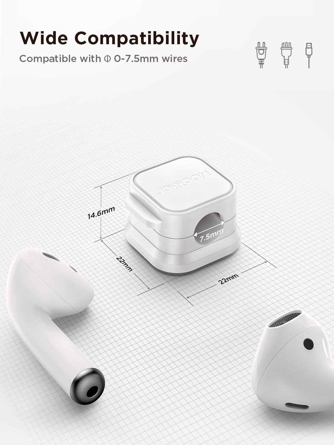 Detalle 2 de JOYROOM 6 Pack Cable Tidy Clips 7.5mm