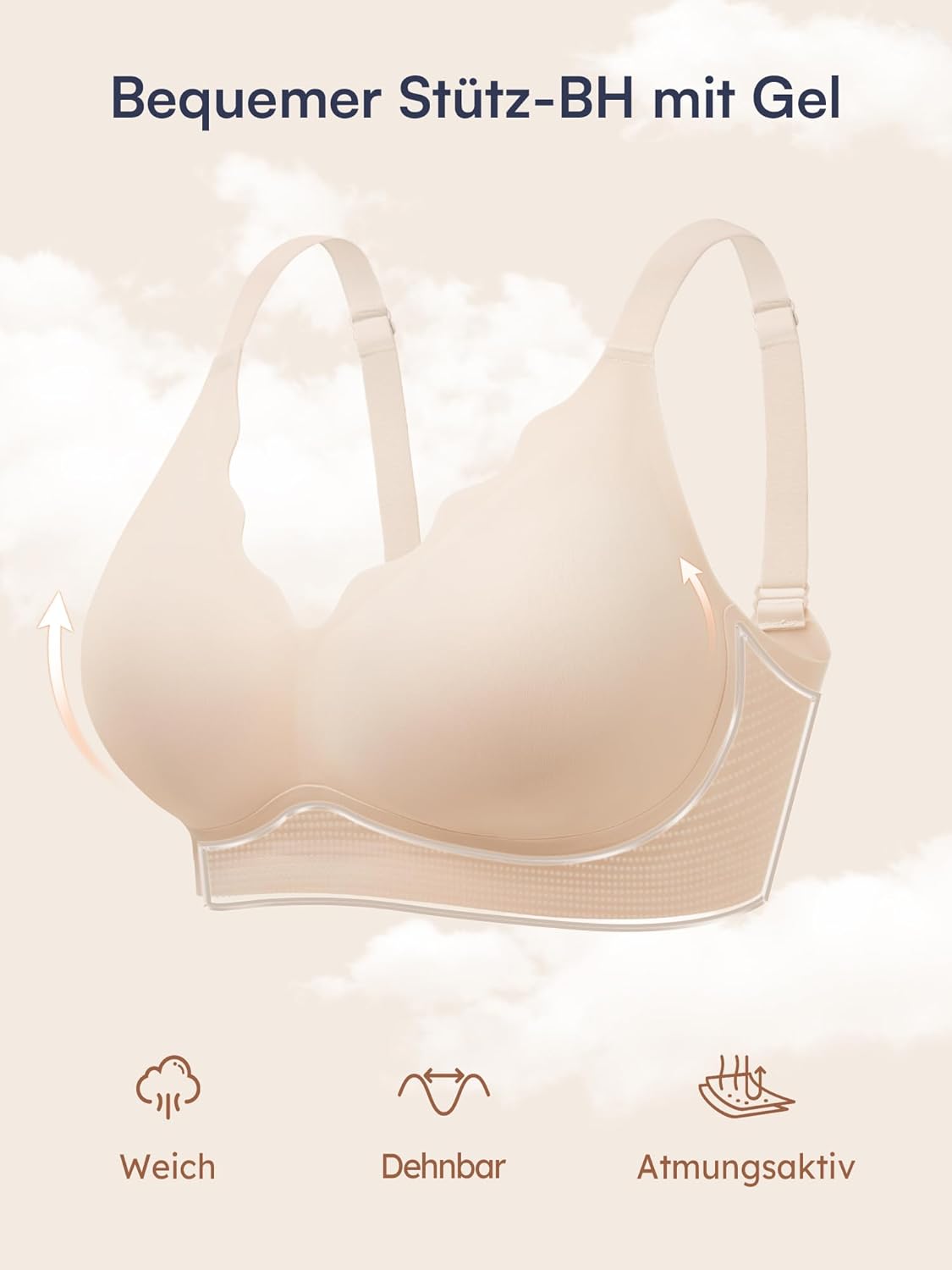 Detalle de BH für Damen ohne Bügel mit Unterstützung – nahtlose gepolsterte Bralette (T-Shirt BHS)