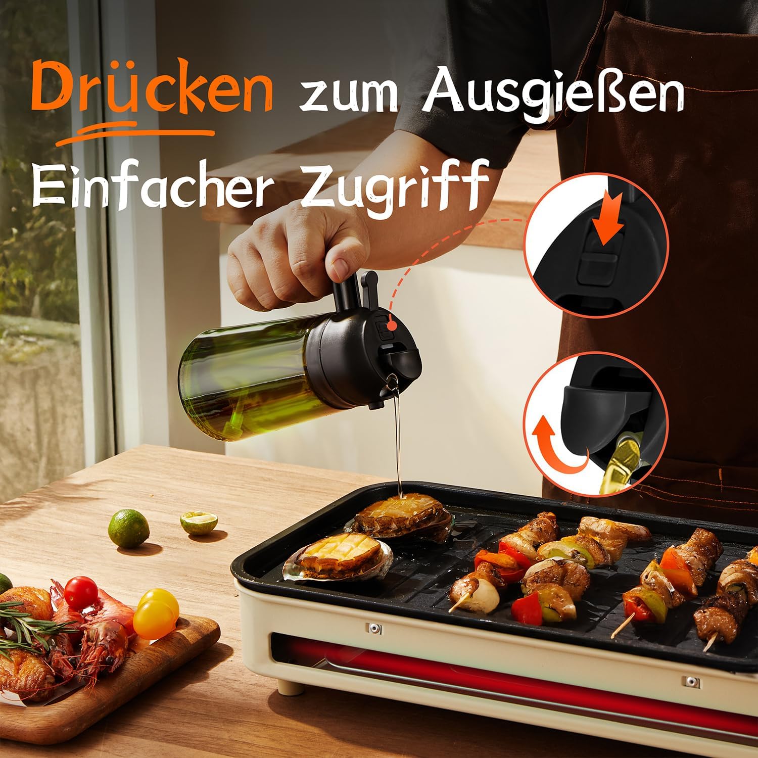 Thumbnail 4 de TrendPlain 16oz Ölsprüher – 470 ml Glasflasche mit 2-in-1 Sprüh- und Gießfunktion