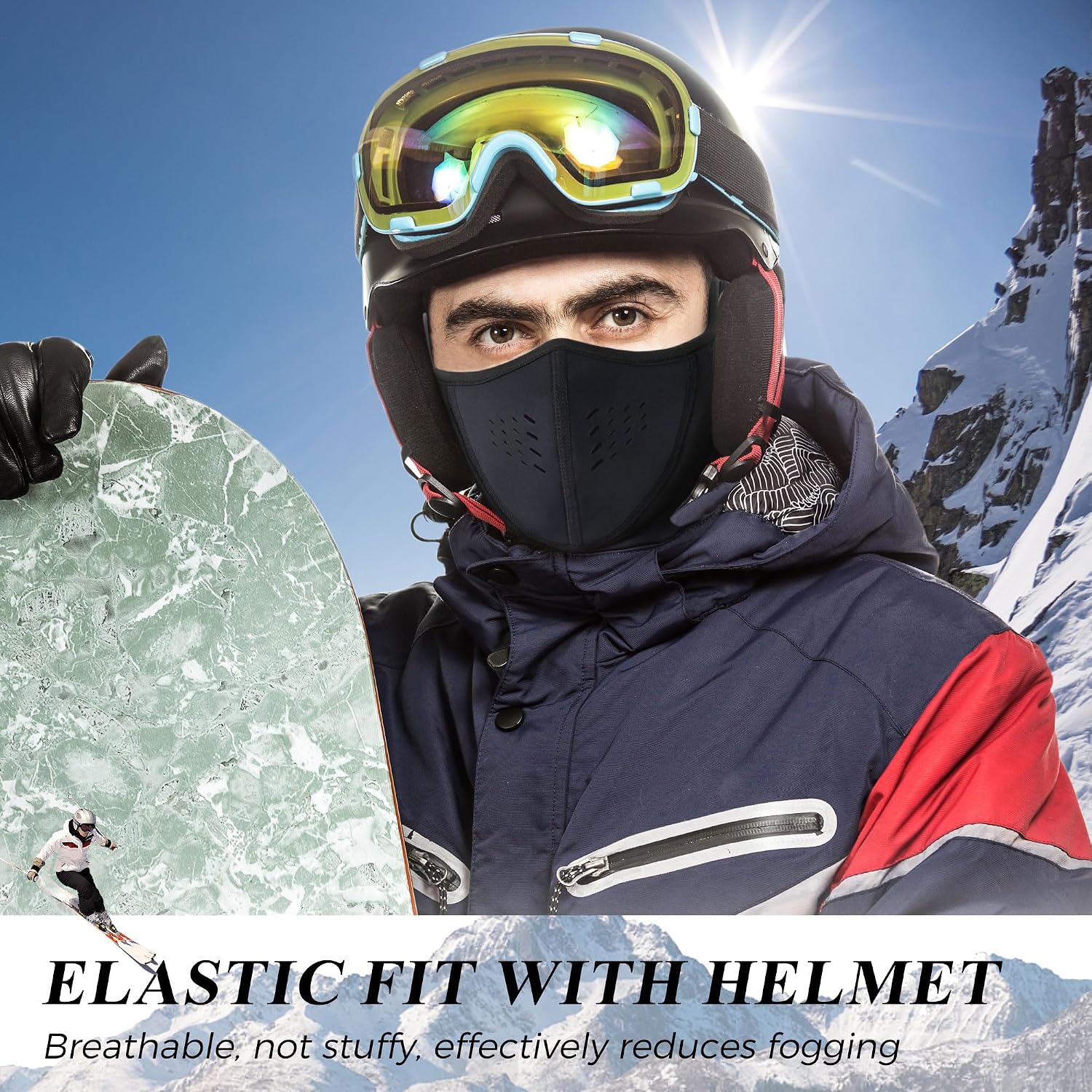 Detalle 1 de WTACTFUL D01-8DF158-01 Winter Half Face Mask, Breathable Black Polyester