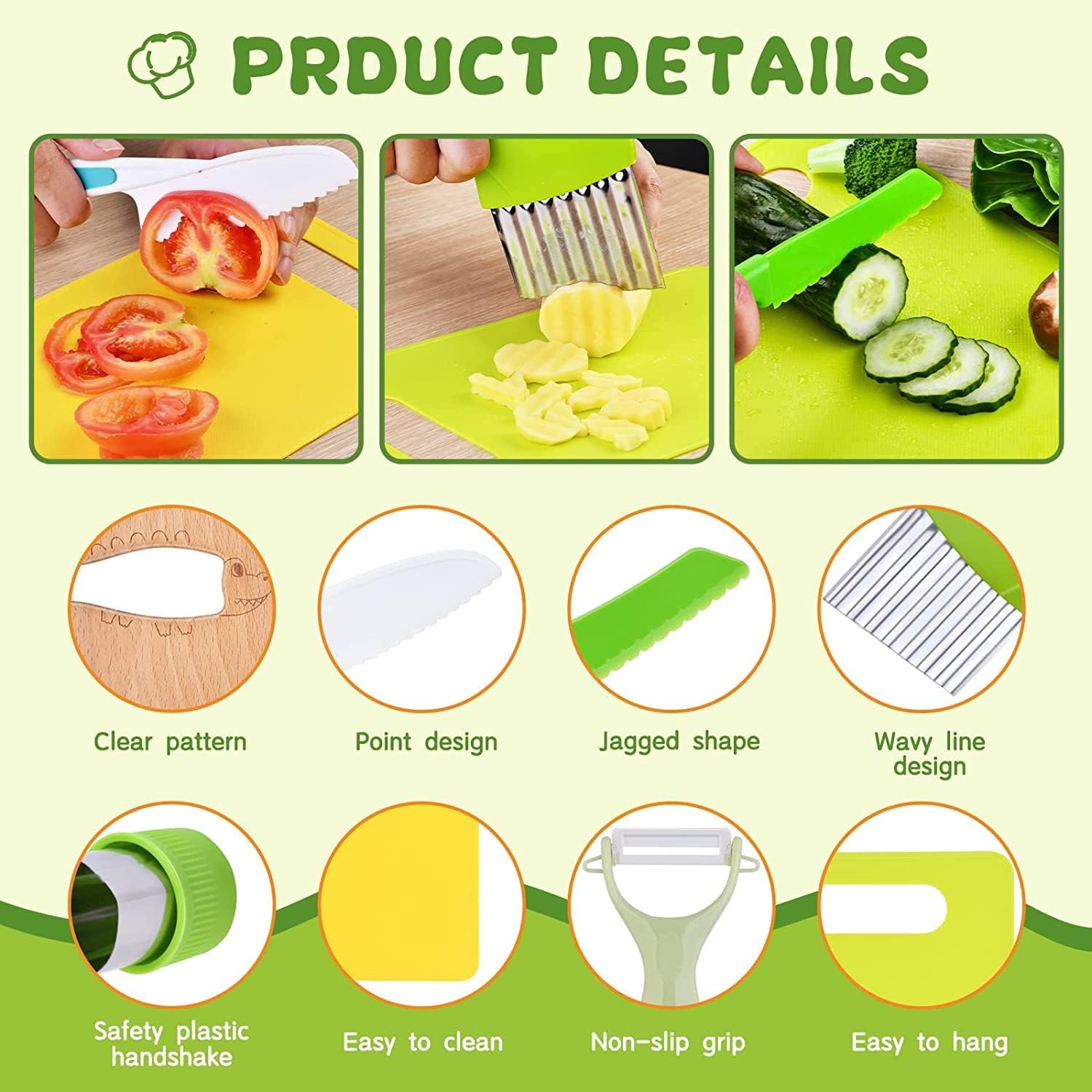 Detalle 1 de Yasterd 13-Piece Kids’ Cooking Set with Toddler Knives and Cutters