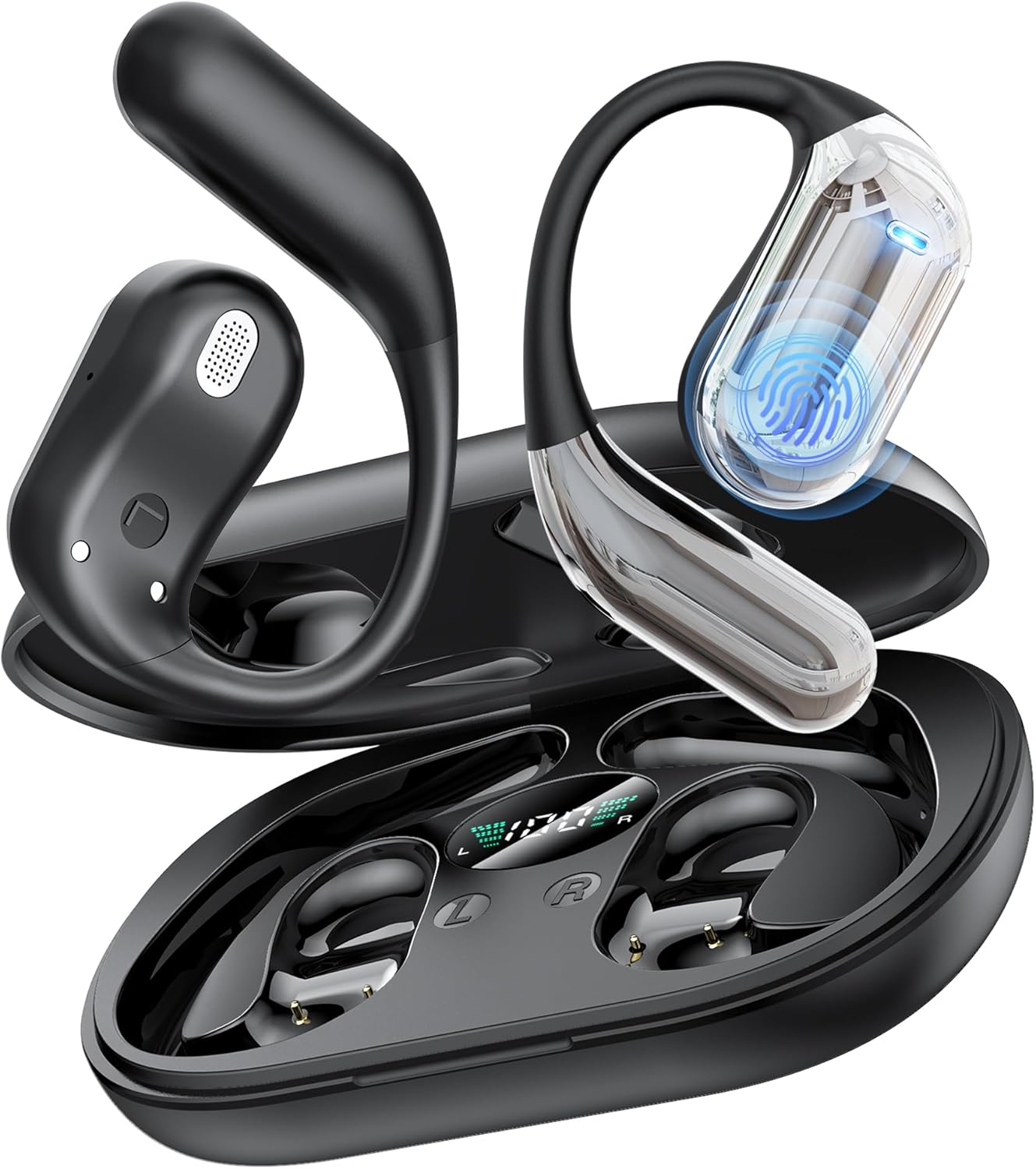 Detalle de Cuffie Bluetooth Auricolari Bluetooth 5.4 Open Ear - Sport, 50 Ore di Riproduzione, IP7, Open Ear Perfette per iOS & Android