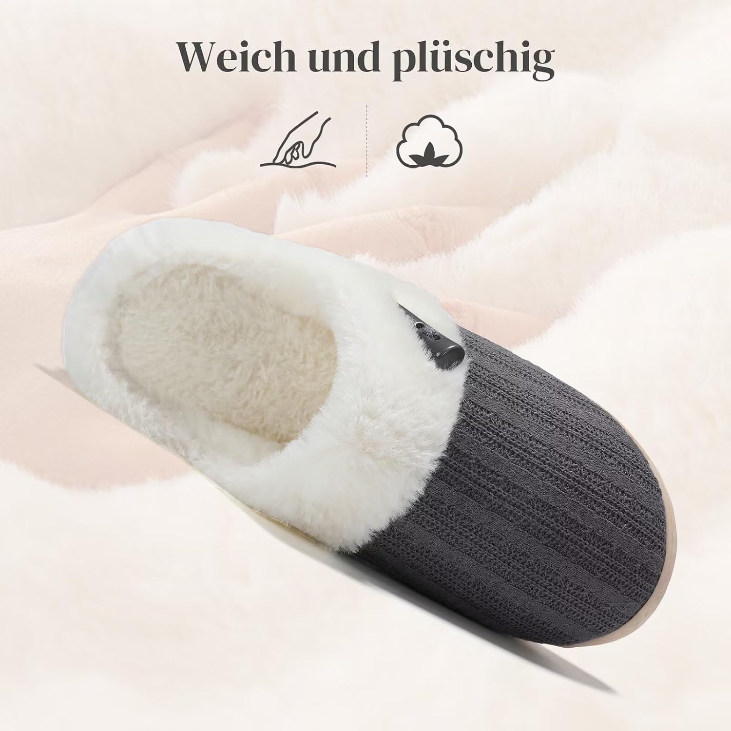 Detalle 2 de NineCiFun Hausschuhe Damen Plüsch-Pantoffeln