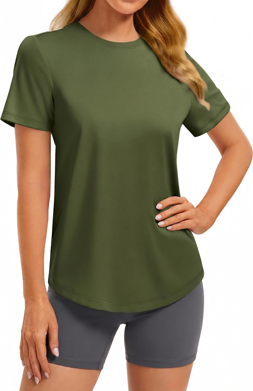 Detalle de PINSPARK Women's Workout Tee, UPF 50+, Quick-Dry Moisture-Wicking Fabric