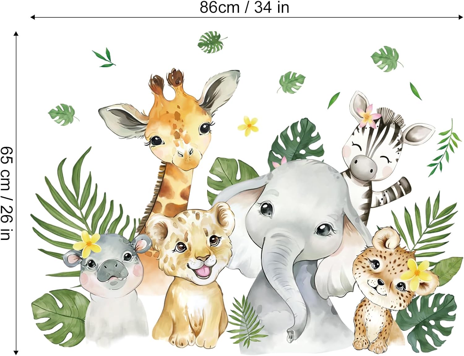 Thumbnail 3 de FUFUQUARE Jungle Animals Wall Decals – Safari Elephant, Giraffe and Friends