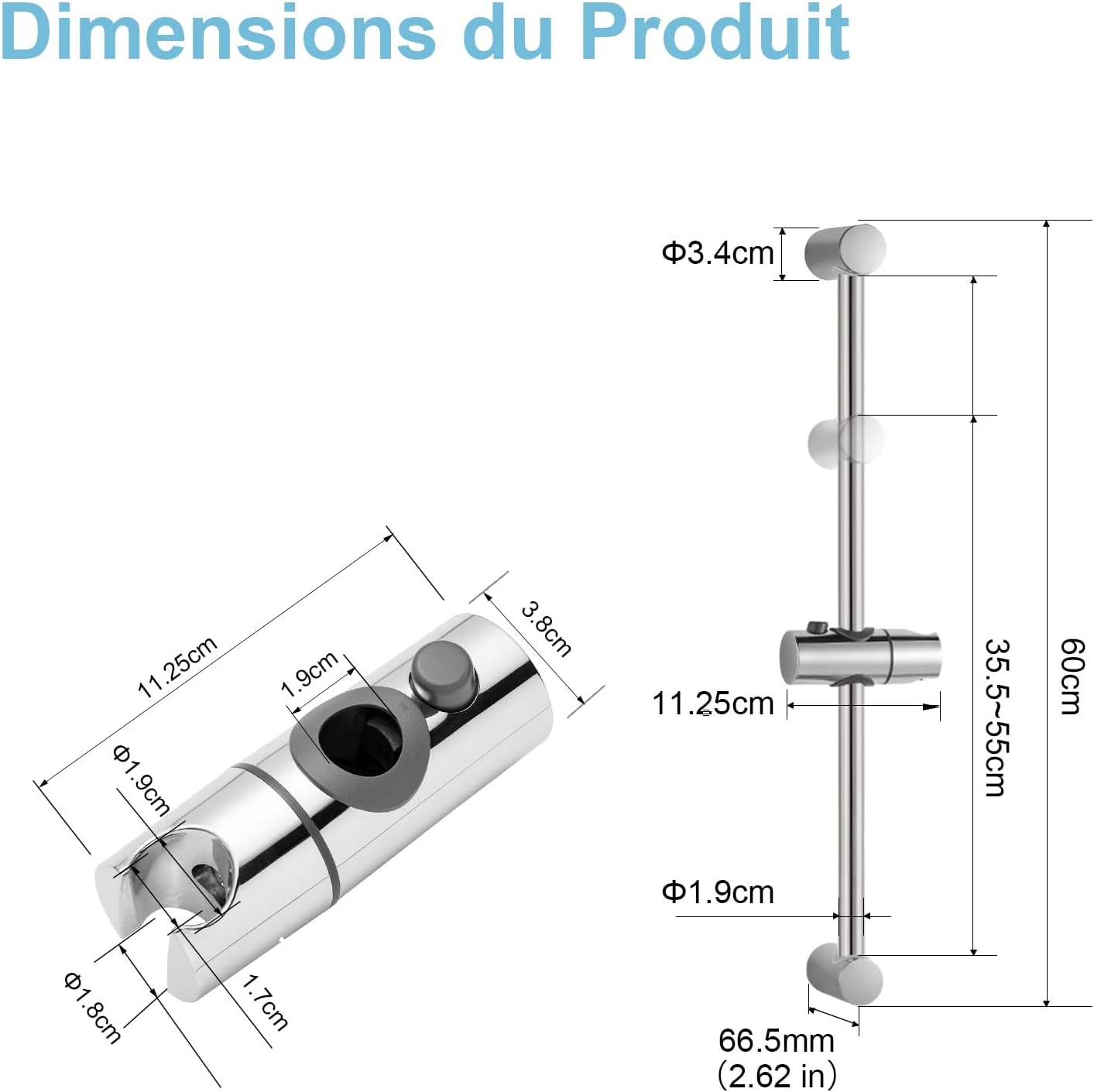 Thumbnail 5 de OFFO Barre de Douche 60cm