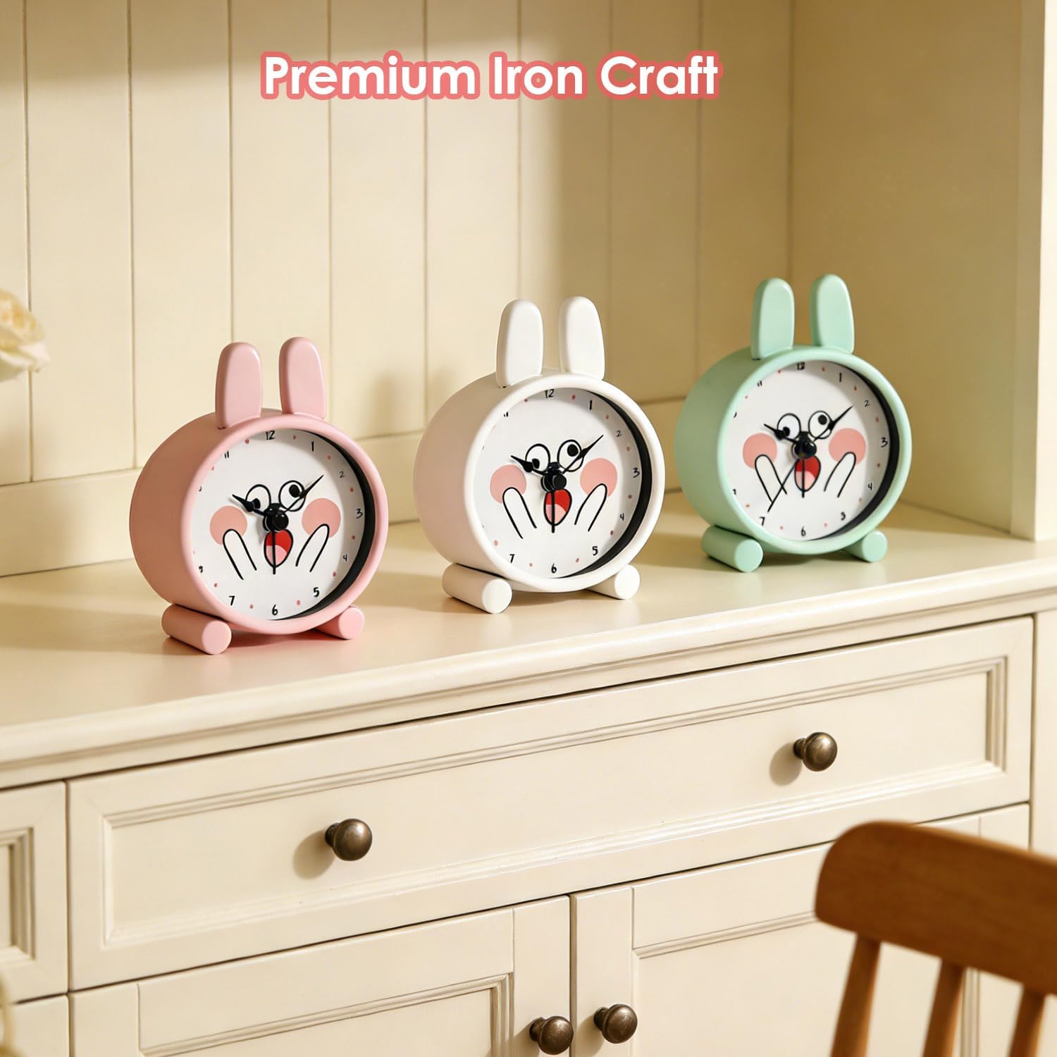 Thumbnail 4 de YsyYey Kids Alarm Clock: Silent, Rabbit-Shaped Analogue Clock for Beginners