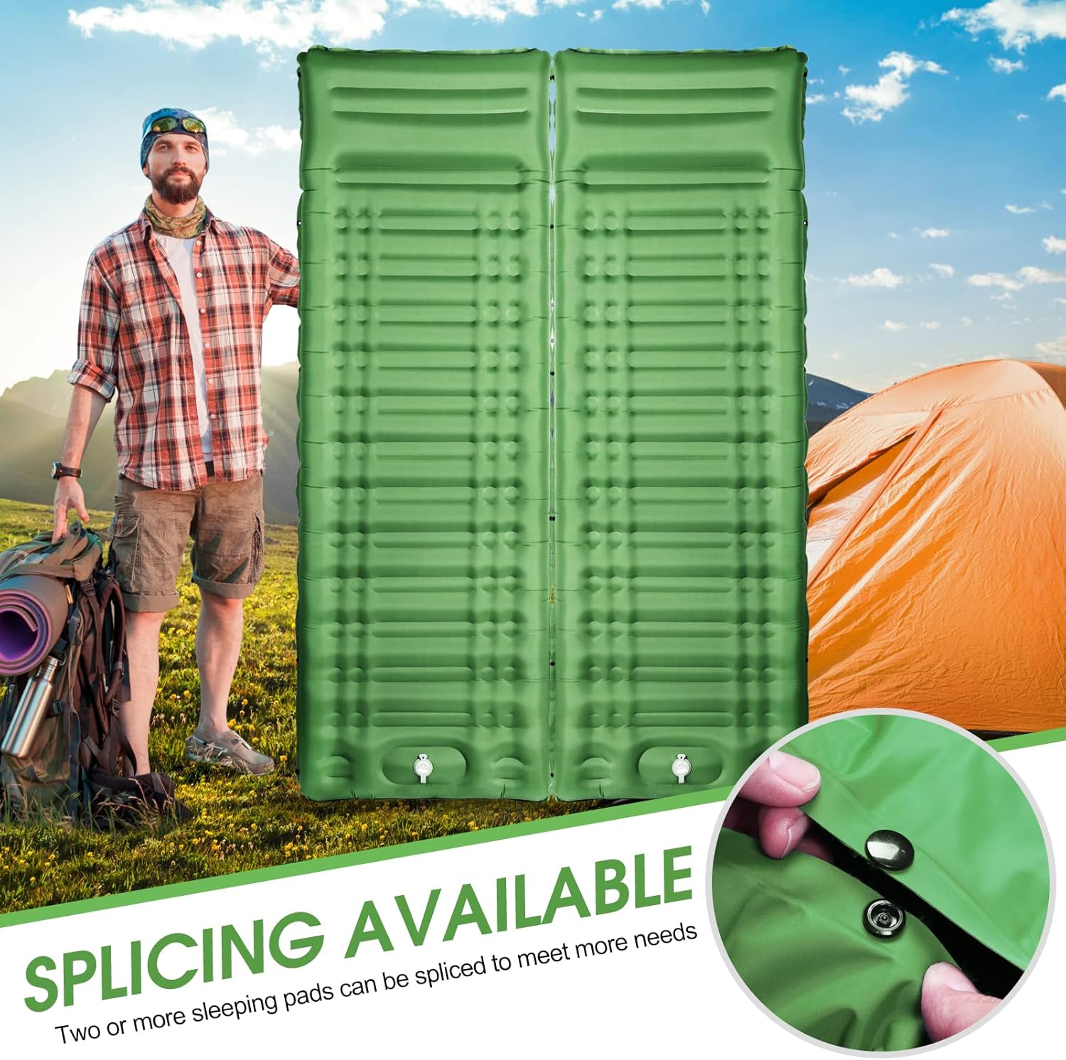 Detalle de Arlierss Isomatte (12 cm) – Luftmatratze fürs Camping mit Fußpumpe und Kissen