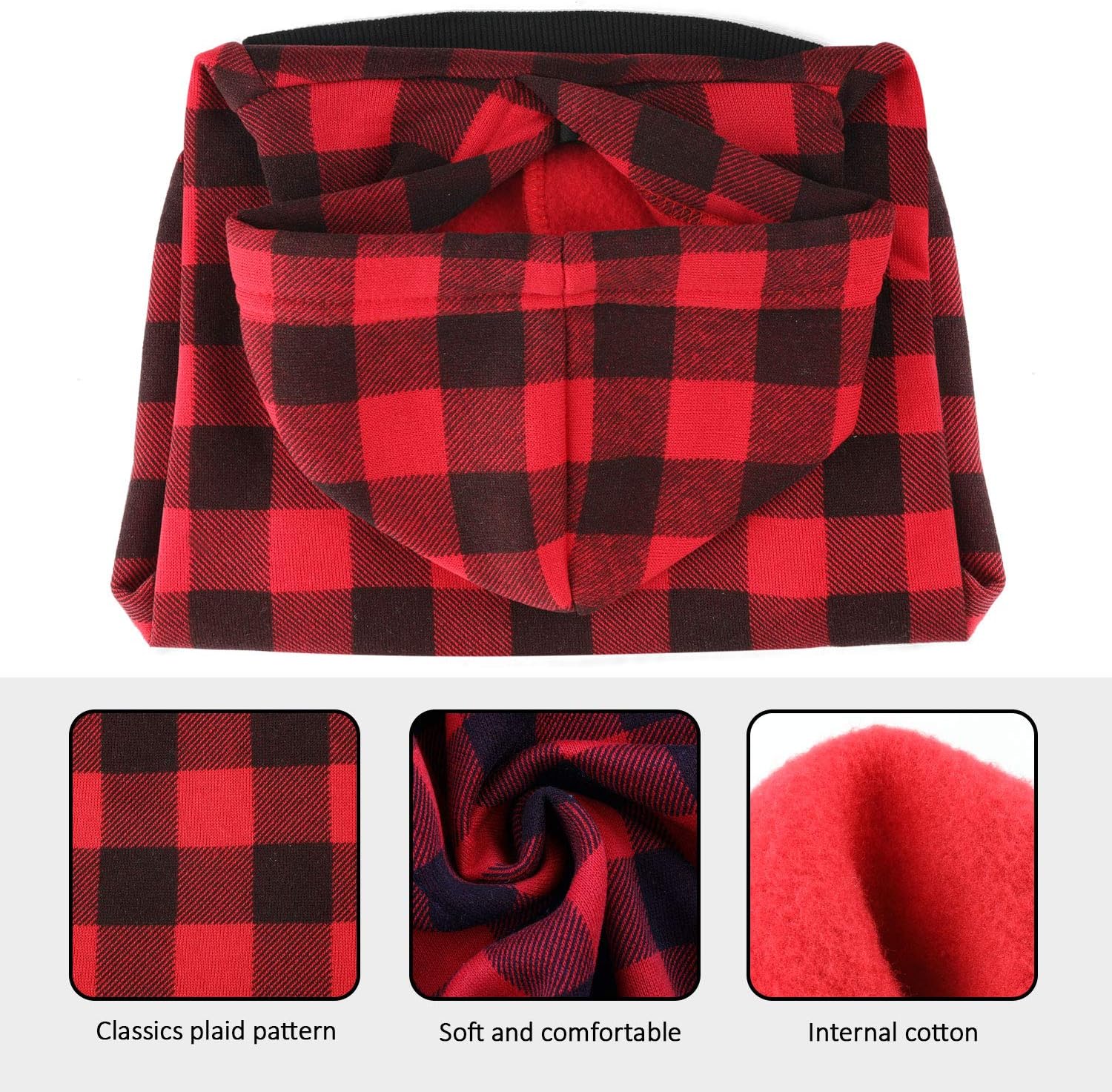 Detalle 2 de Blaoicni NN12091456 XXL Plaid Dog Hoodie with Fleece Fabric and Leash Opening