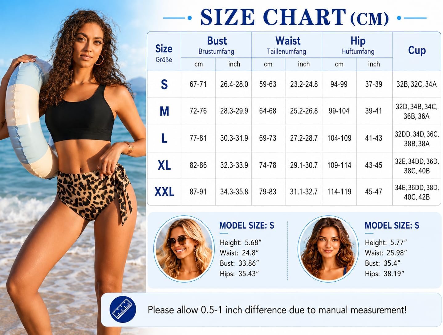 Thumbnail 5 de Ekouaer Bikini Damen Set Push Up – Zweiteiliges Bauchweg High Waist Badeanzug