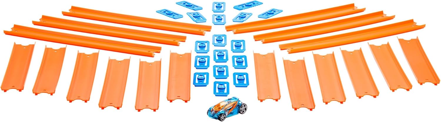 Thumbnail 3 de Hot Wheels Extensions de piste pour circuit (BHT77) avec 1 voiture aléatoire et connecteurs