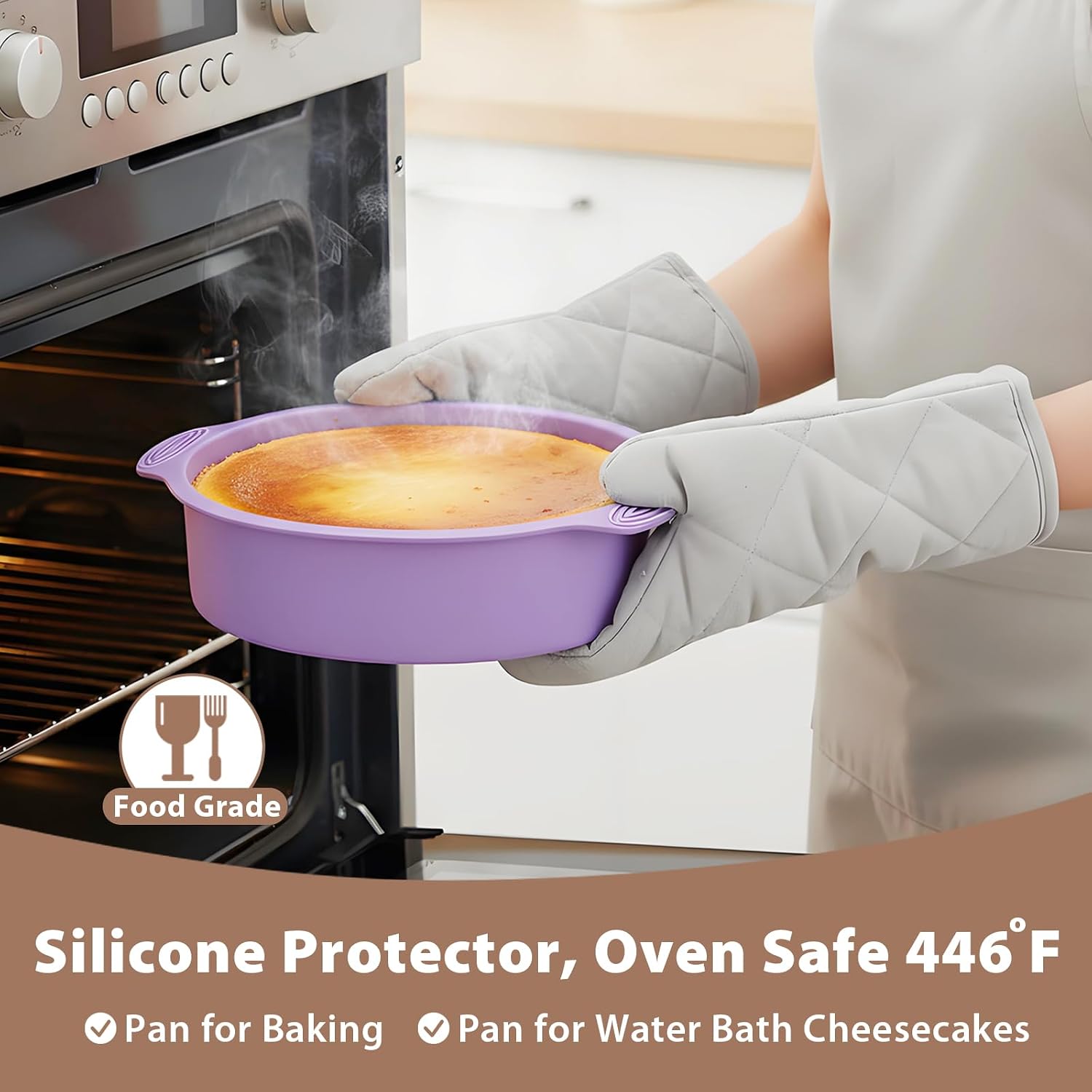 Thumbnail 6 de 9-Inch Nonstick Springform Cheesecake Pan Set with Silicone Protector and 50 Parchment Liners