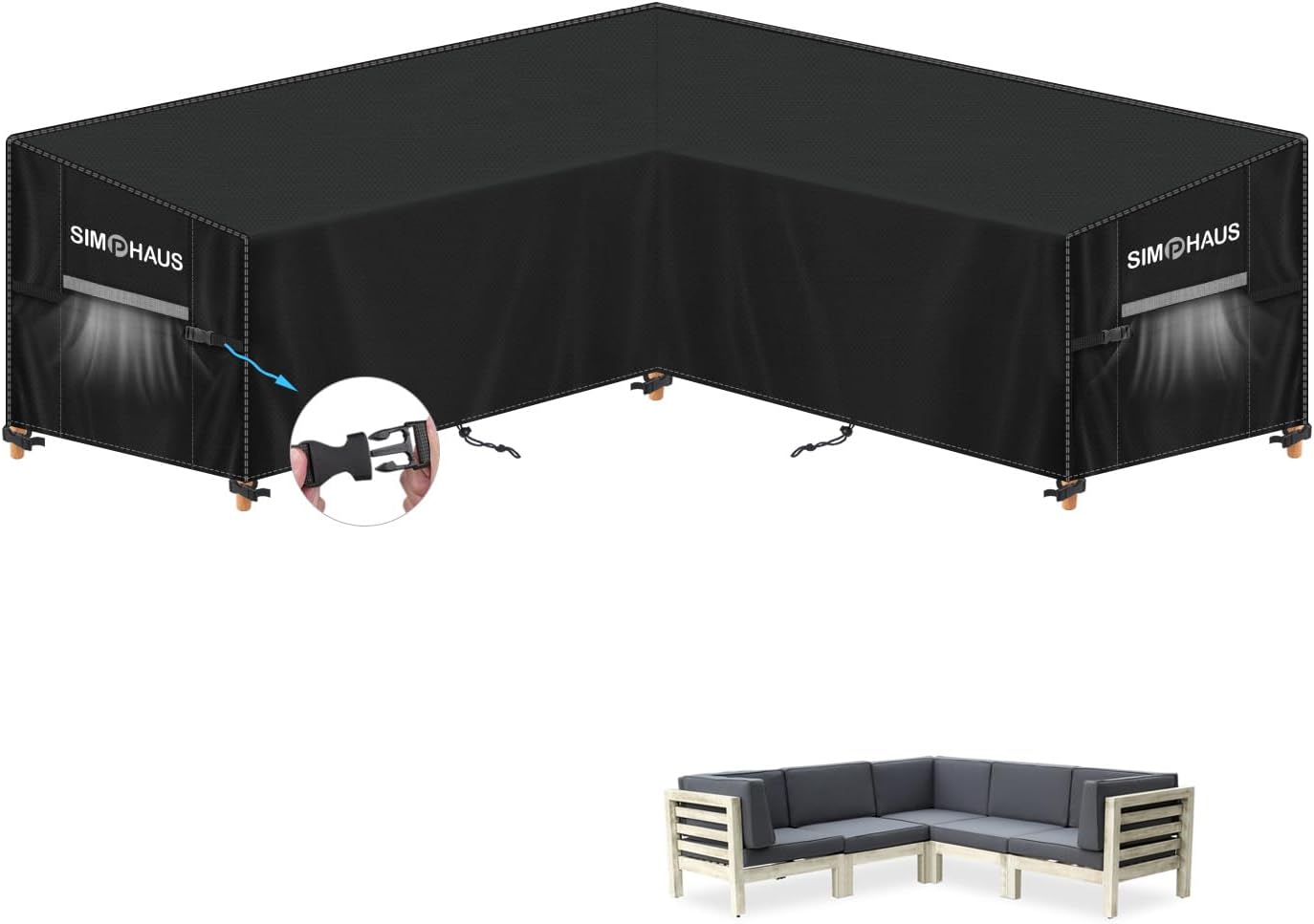 SIMPHAUS Outdoor Rattan Corner Sofa Cover