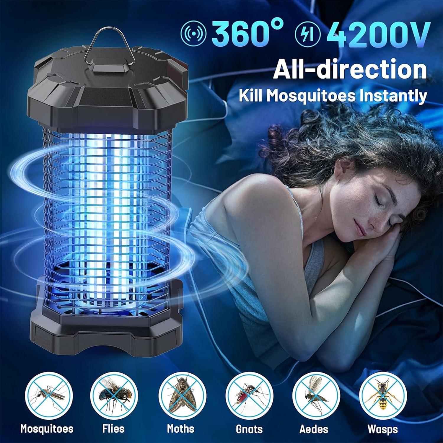 Thumbnail 1 de Jawlark Lampe Anti Moustique Électrique 4200V - Piège à Mouches Puissant 18W pour Intérieur et Extérieur