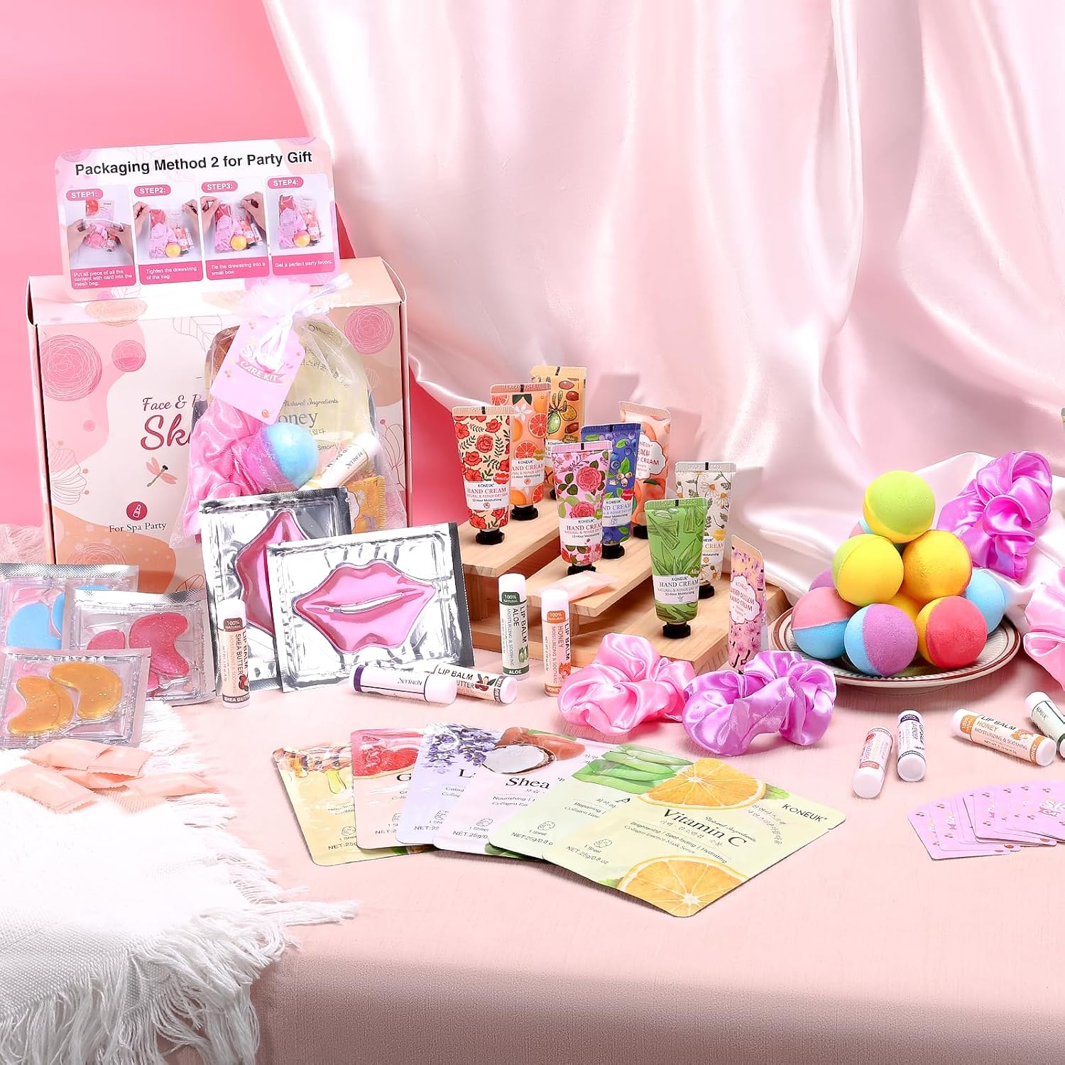 Thumbnail 6 de KONEUK 120 PCS Spa Party Supplies Kit for Women (Face Masks, Under-Eye Patches, Hand Cream, Foot Bath Bombs & More)