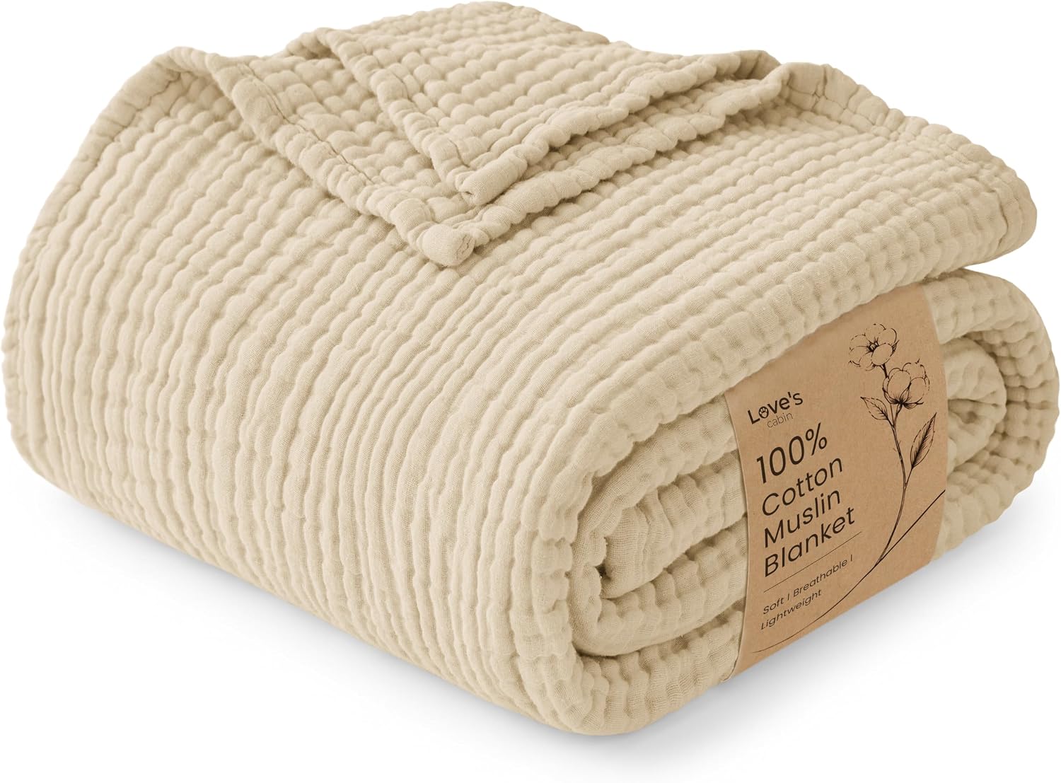 Detalle de Love's cabin Cotton Muslin Blanket, King Size