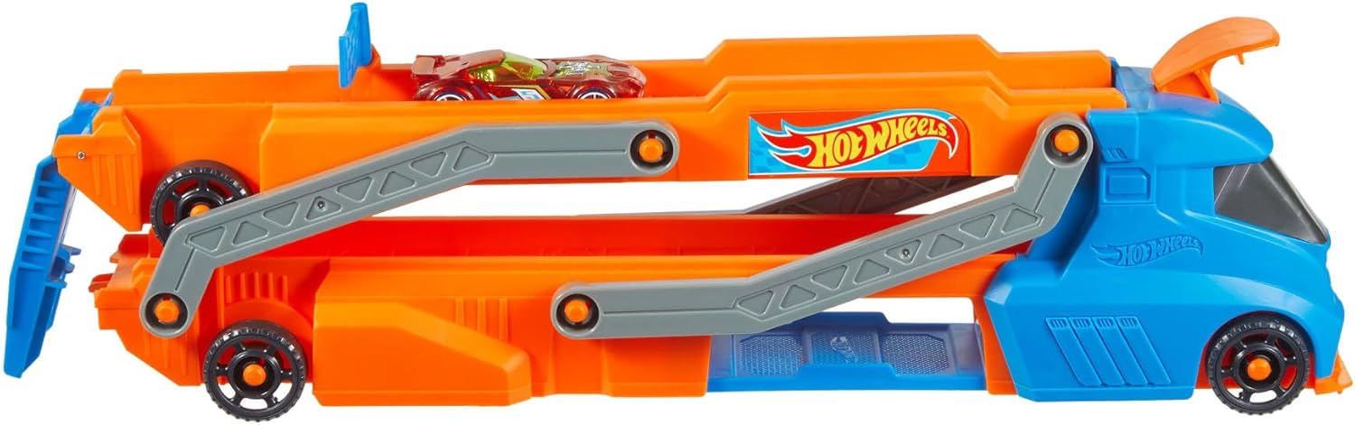 Thumbnail 2 de Hot Wheels Transporteur de Piste de Vitesse HYT83 — Coffret avec Lanceur et espace de stockage pour 9 voitures 1/64