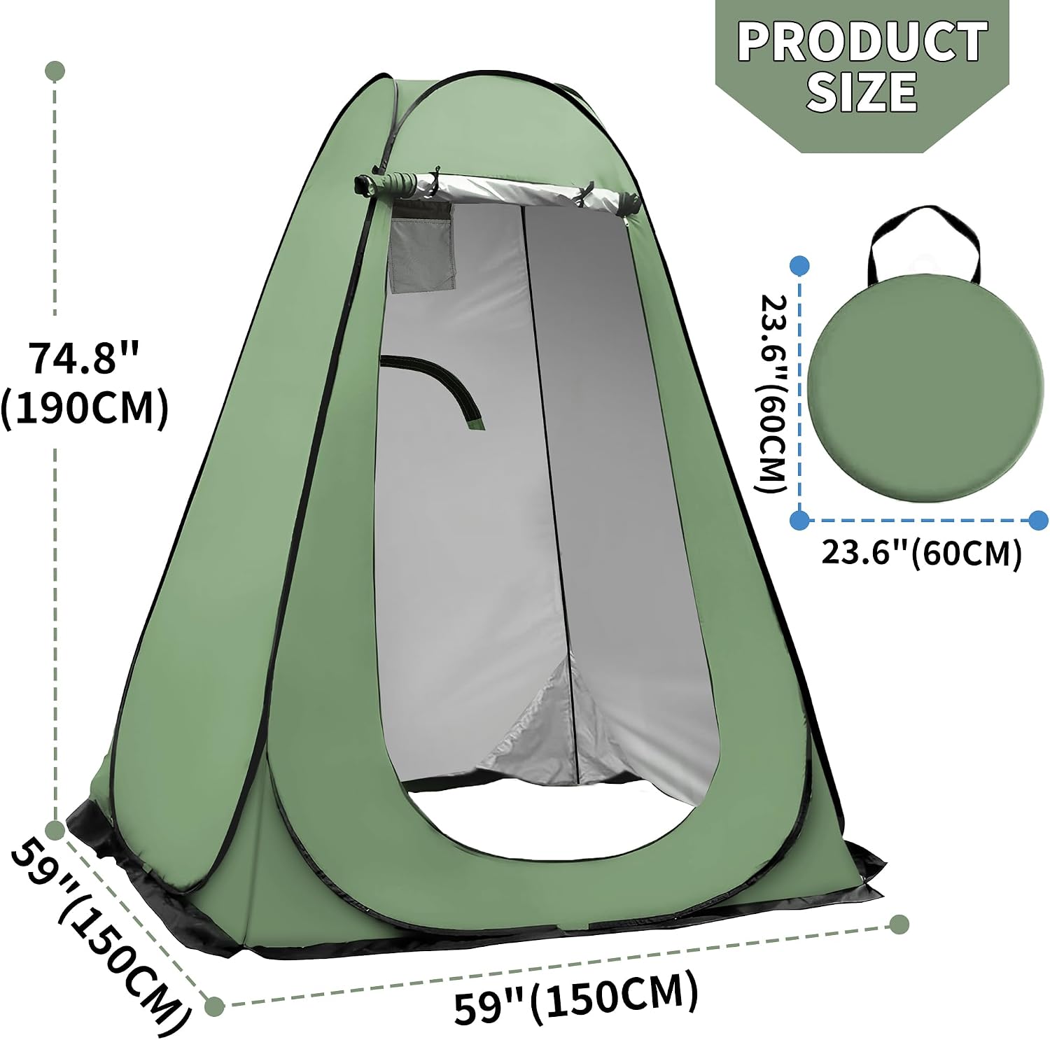 Detalle 2 de OUUTMEE Pop-up Duschzelt 150×150×190 cm ⛺