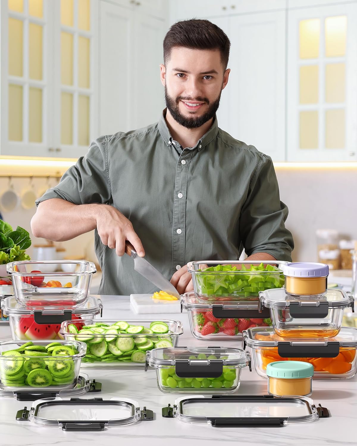 Thumbnail 6 de KEMETHY 40 PCS Glass Food Storage Containers with Lids – Borosilicate Glass, BPA-Free & Leak-Proof