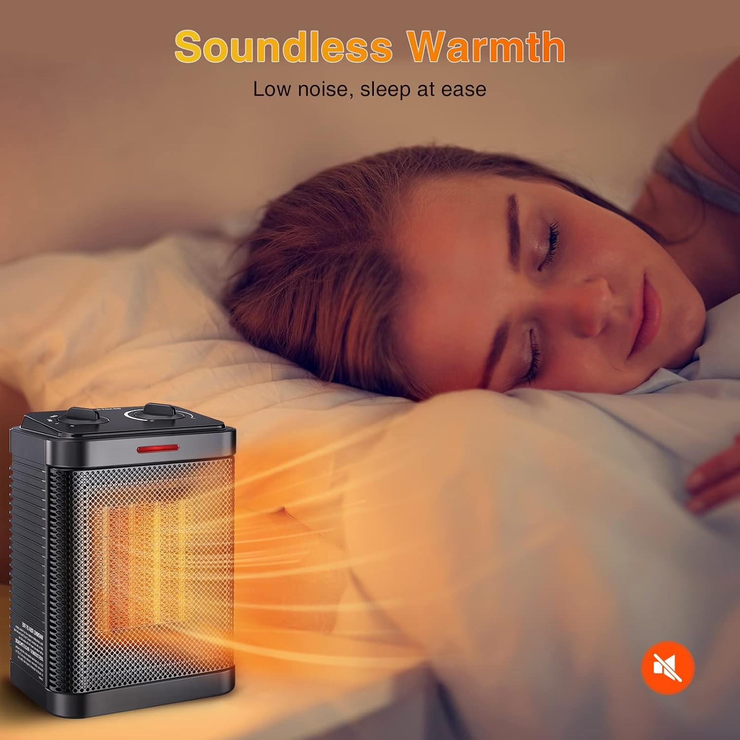 Detalle de Oprunsy PTC-SH002 Ceramic Space Heater, 1,500W, 3 Modes, Adjustable Thermostat