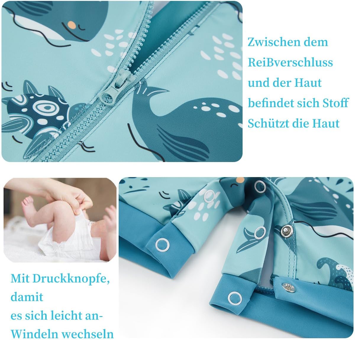 Thumbnail 2 de UMELOK Baby Badeanzug Mädchen mit UV-Schutz und Sonnenhut – UPF 50+