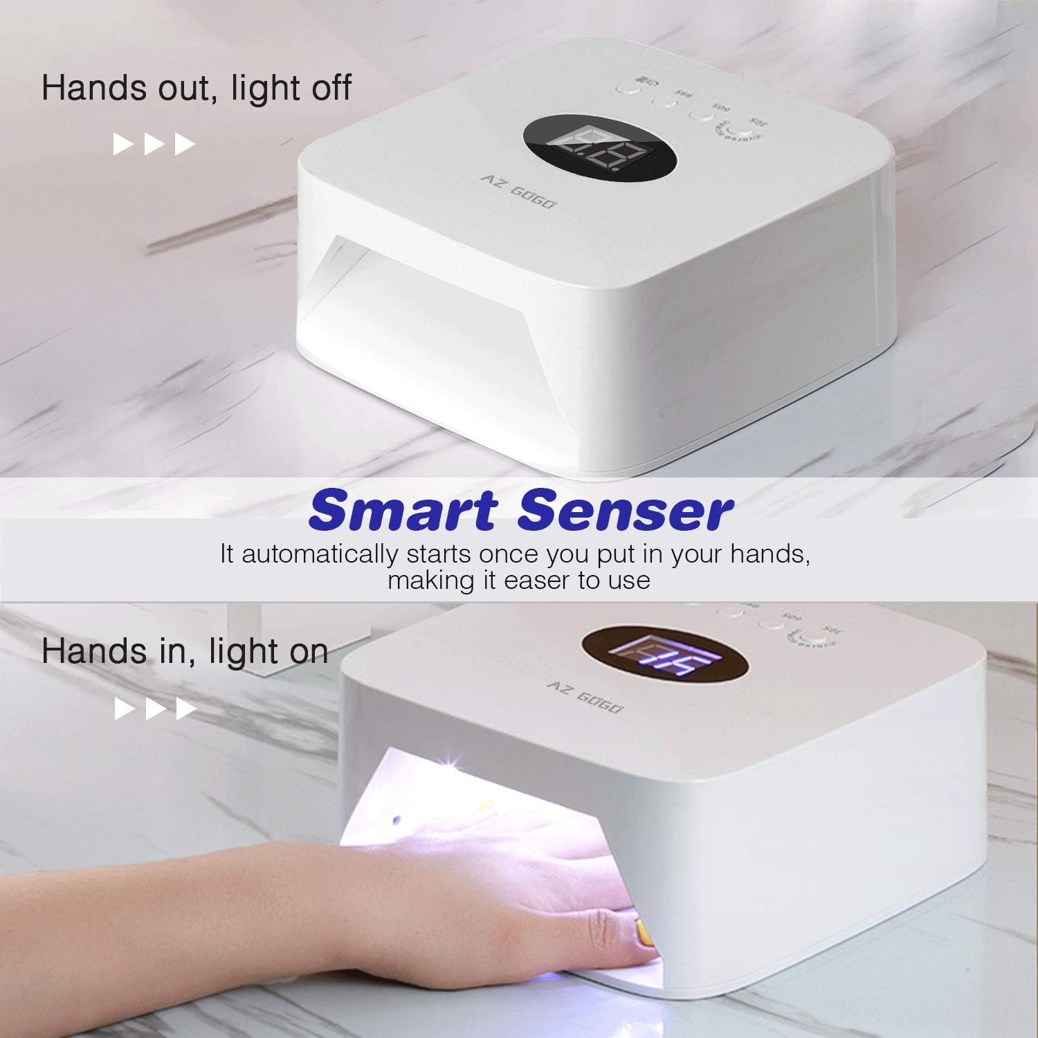 Detalle 2 de AZ GOGO Lampe UV/LED sans fil pour ongles – rechargeable, polyvalente et sûre
