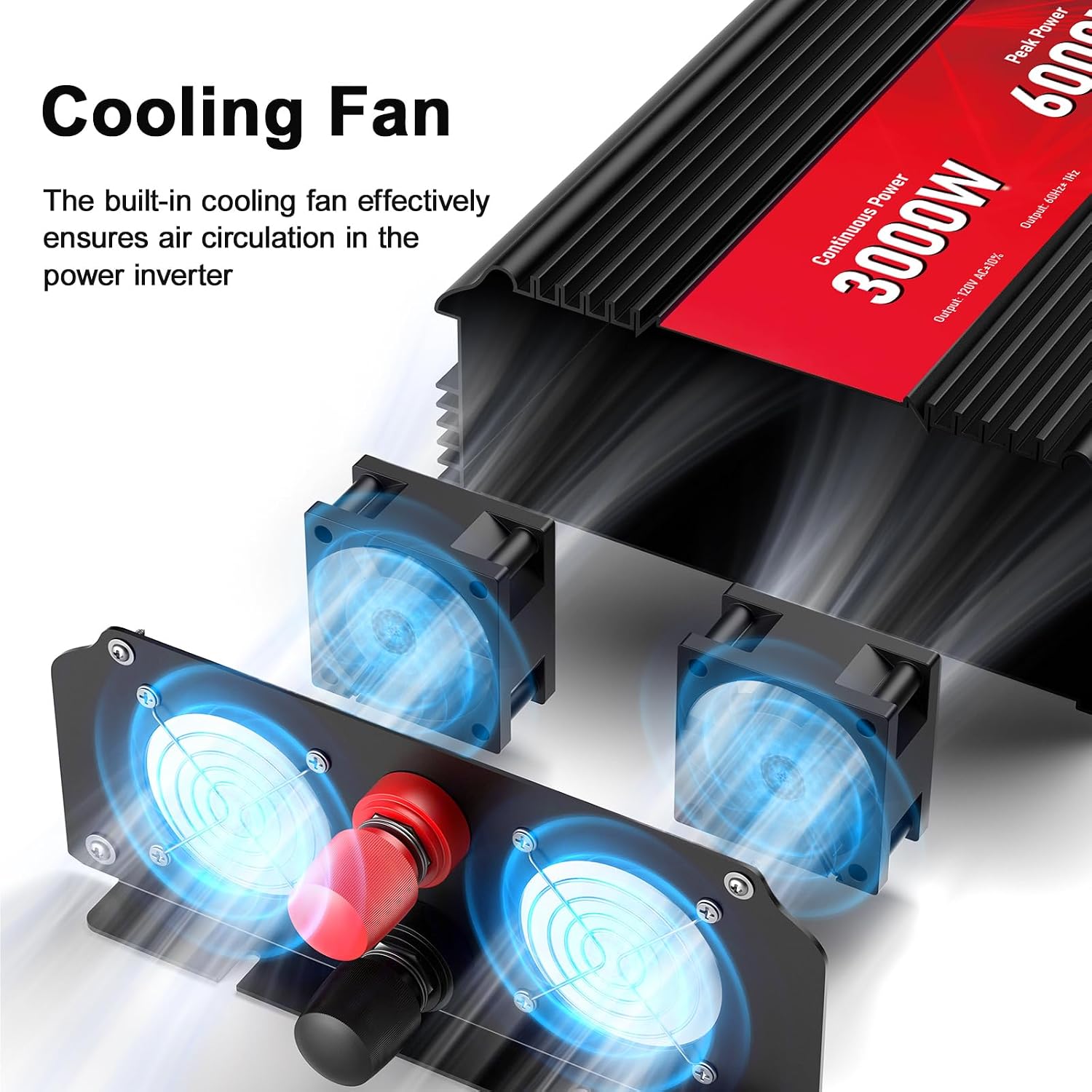 Detalle 1 de ROARBATT HW-FTM3000-RD 3000W Power Inverter with LCD and 2 AC Outlets